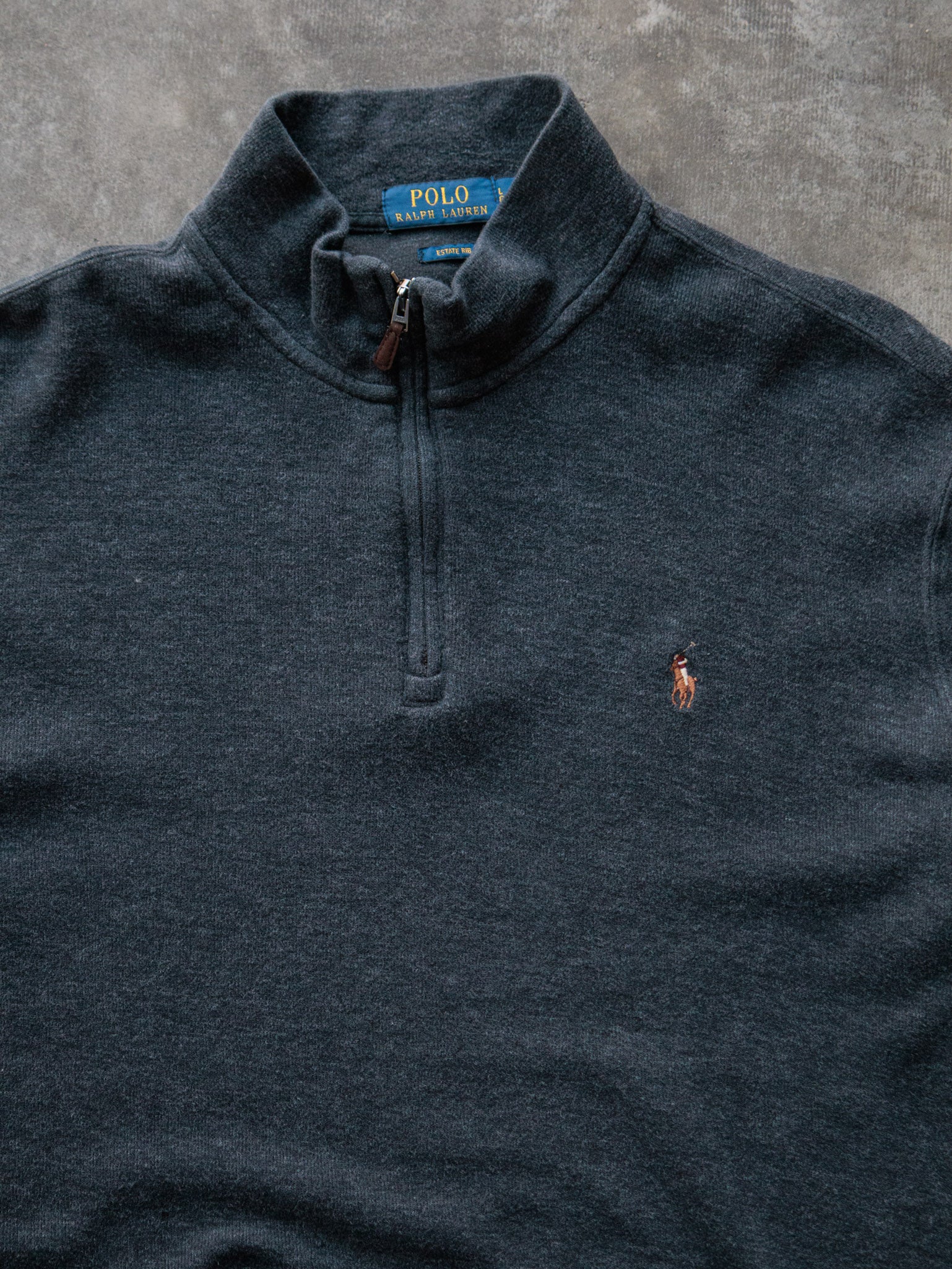 Vintage Grey Polo Ralph Lauren Knit Quarter Zip (L)