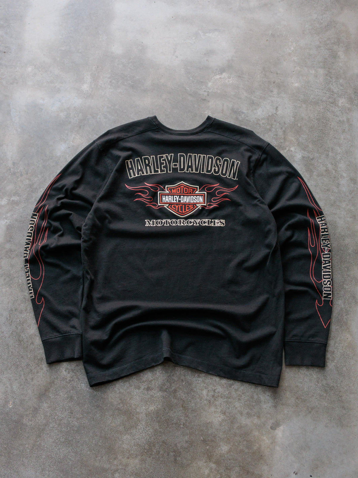 Vintage Black Harley-Davidson Flame Long Sleeve Tee (L)