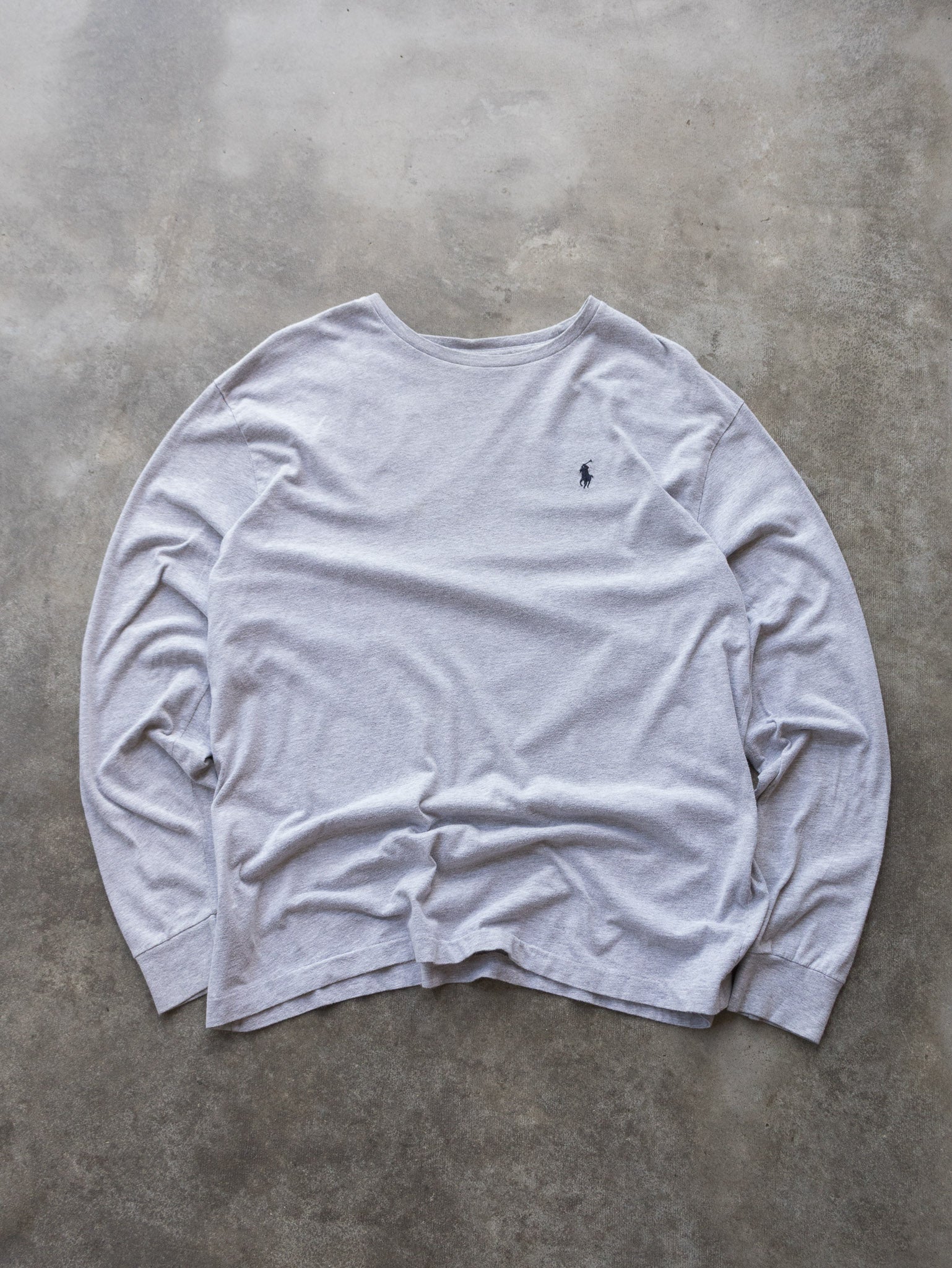 Vintage 00s Grey Polo Ralph Lauren Long Sleeve (M)