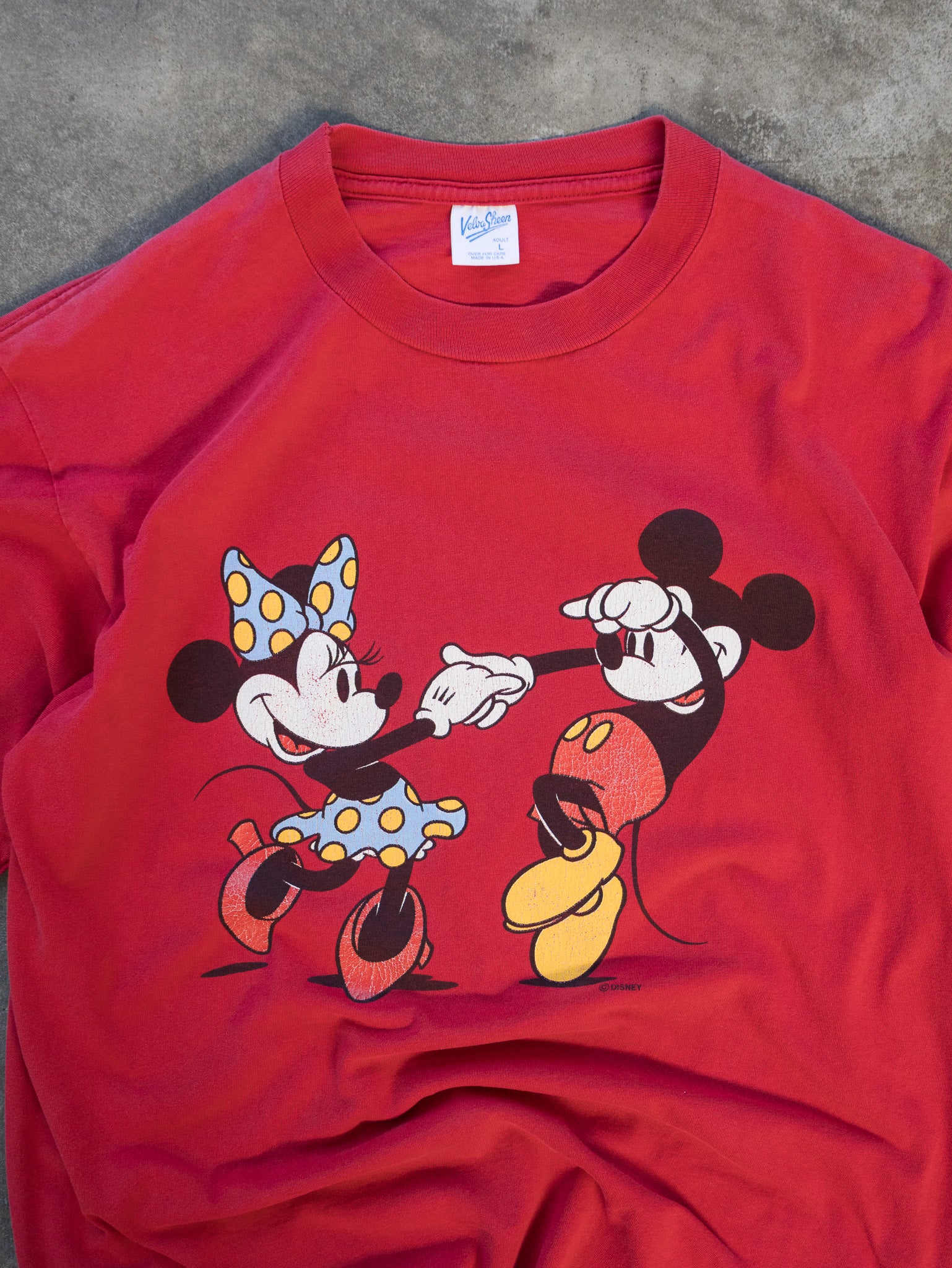 Vintage 90s Red Mickey & Minnie Tee (L)