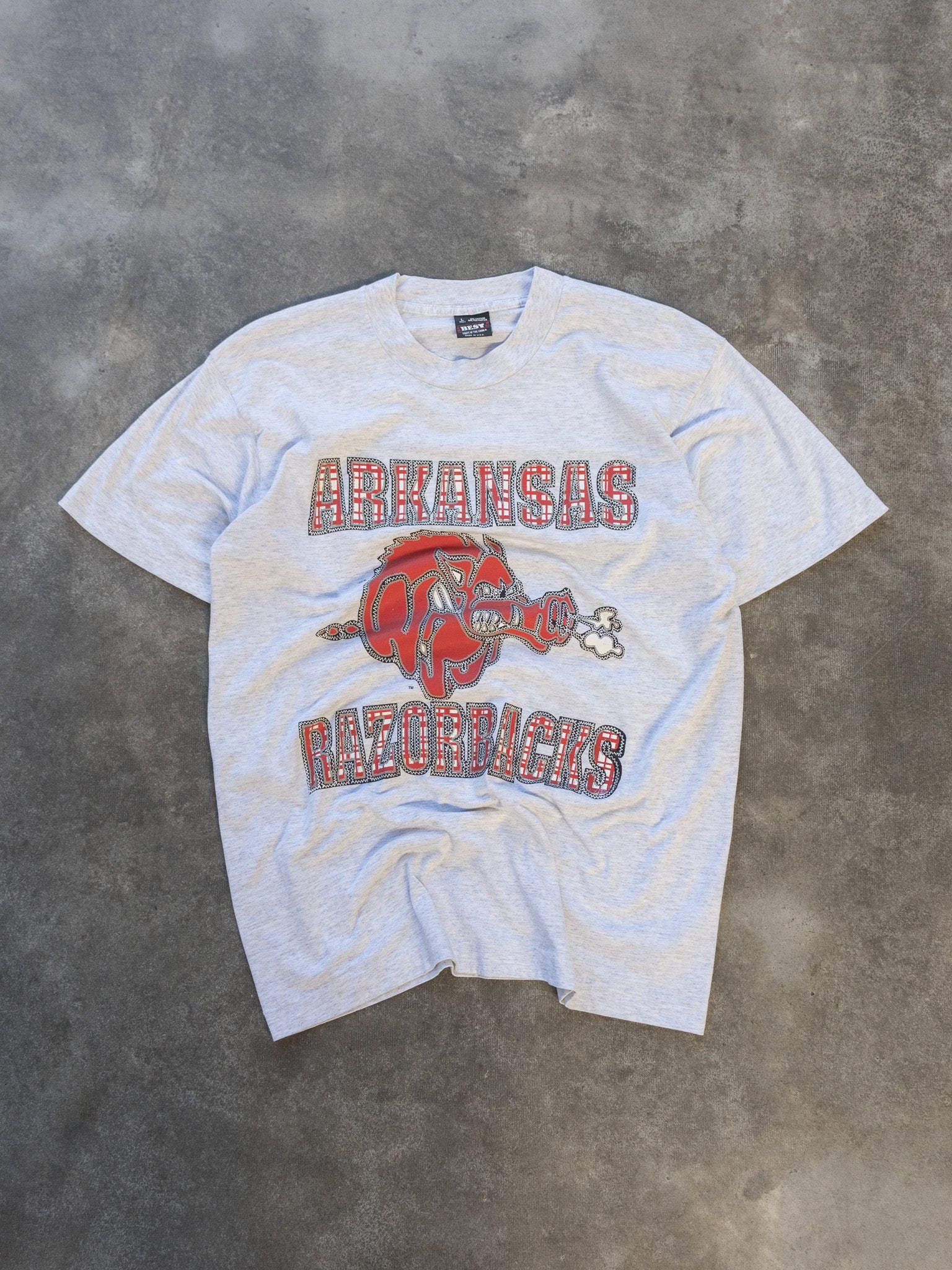 Vintage 90s Grey Arkansas Razorbacks Tee (L)
