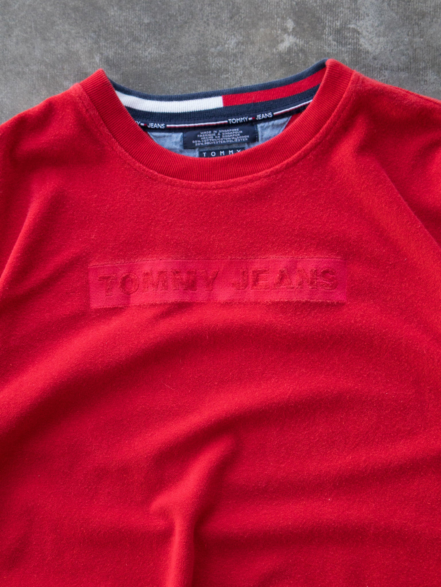 Vintage 90s Red Tommy Jeans Terry Tee (L)