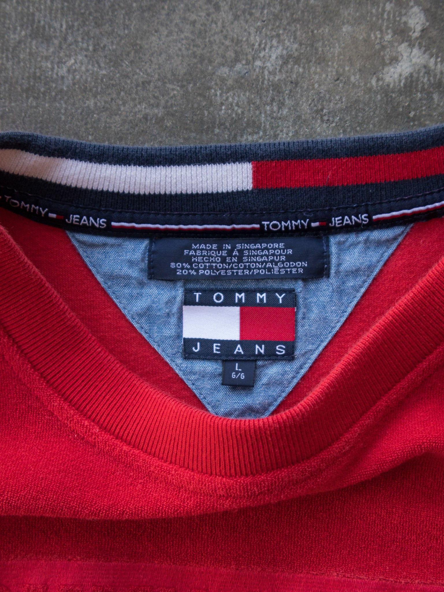 Vintage 90s Red Tommy Jeans Terry Tee (L)