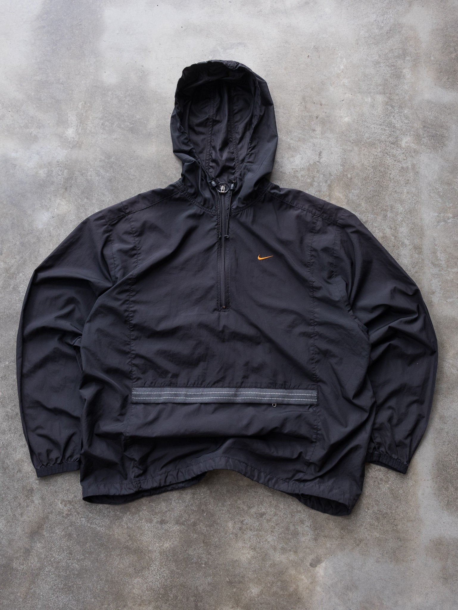 Vintage 90s Black Nike Hooded Anorak Jacket (XL)