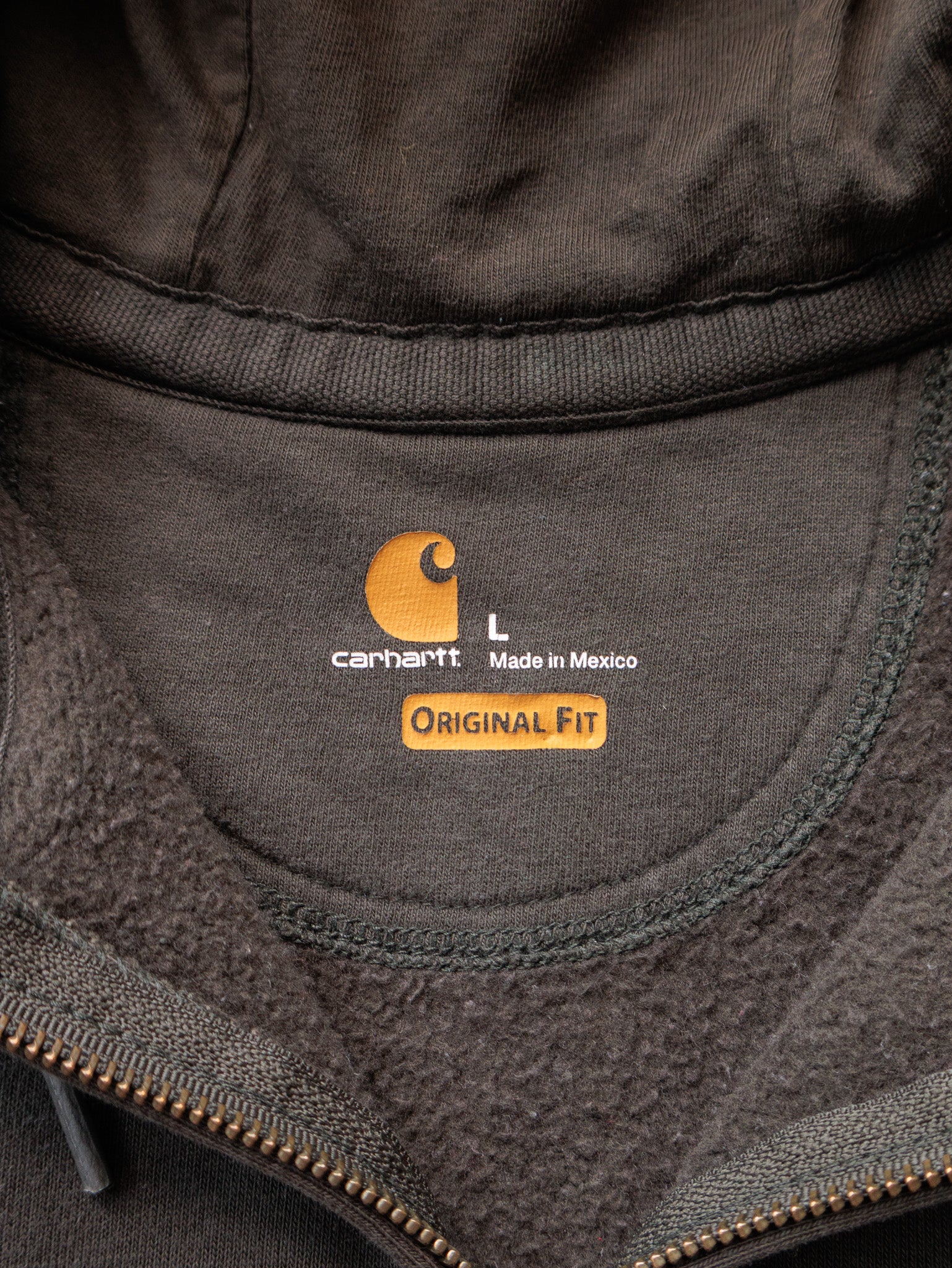 Vintage Green Carhartt Full Zip Hoodie (L)