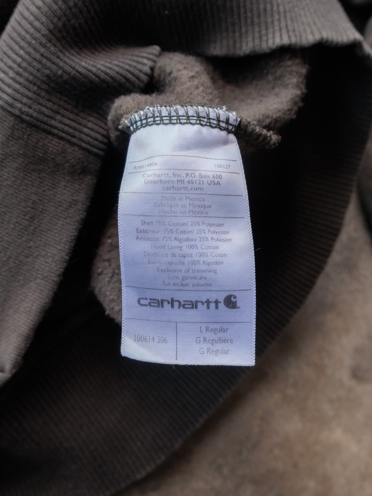 Vintage Green Carhartt Full Zip Hoodie (L)
