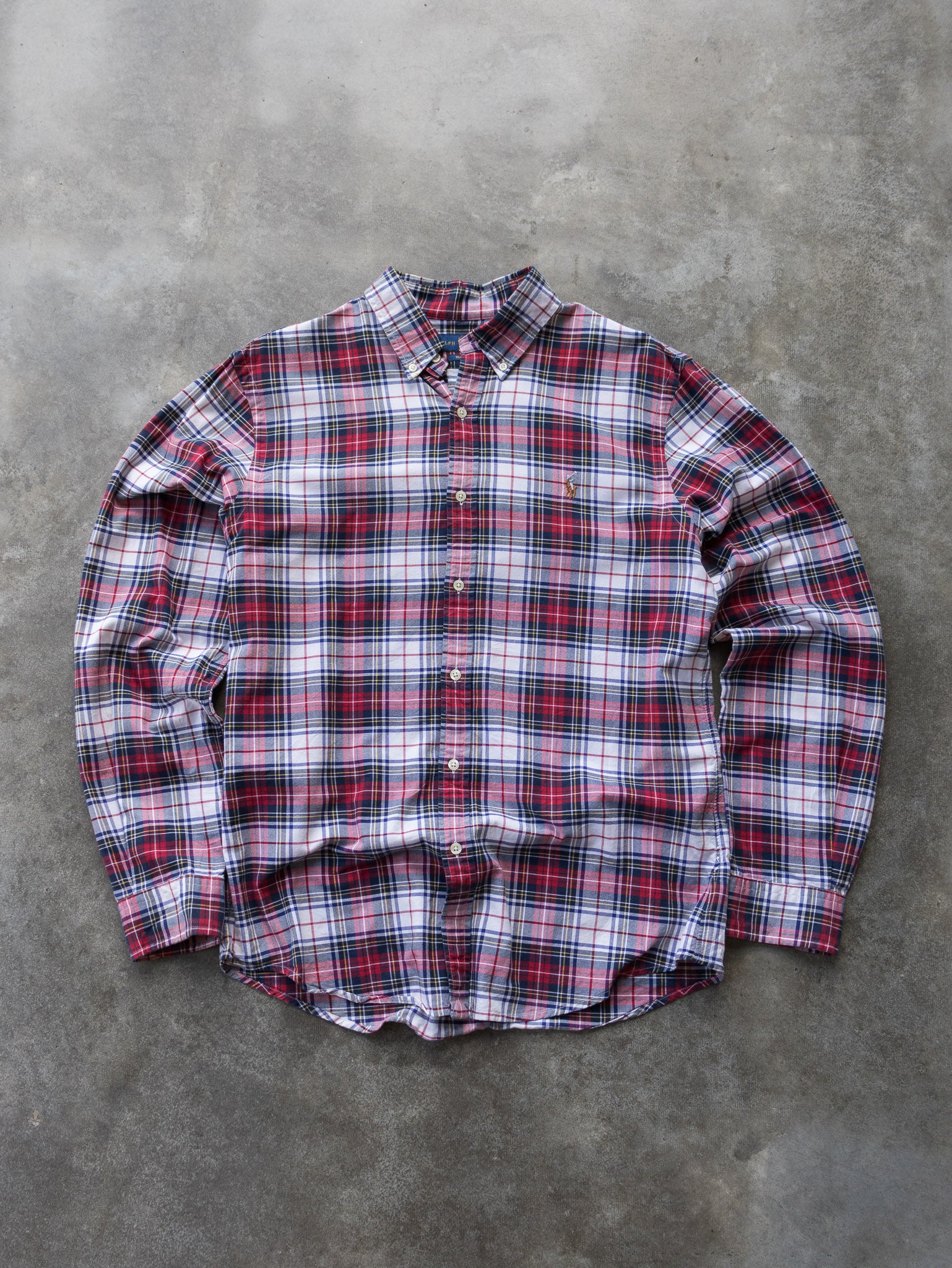 Vintage Red & Navy Ralph Lauren Plaid Shirt (L)