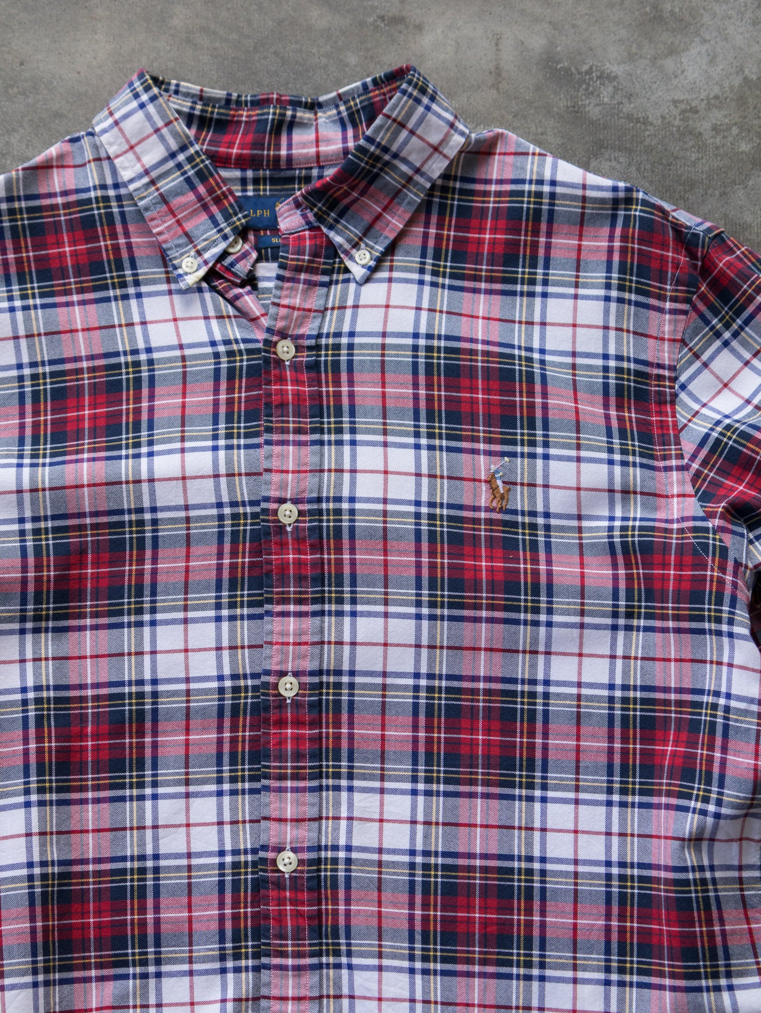 Vintage Red & Navy Ralph Lauren Plaid Shirt (L)