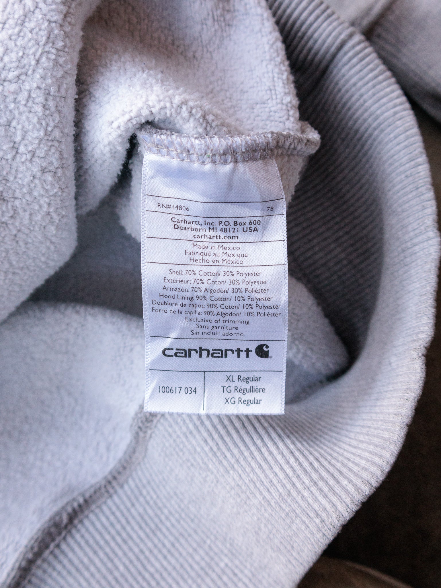 Vintage Grey Carhartt Hoodie (XL)