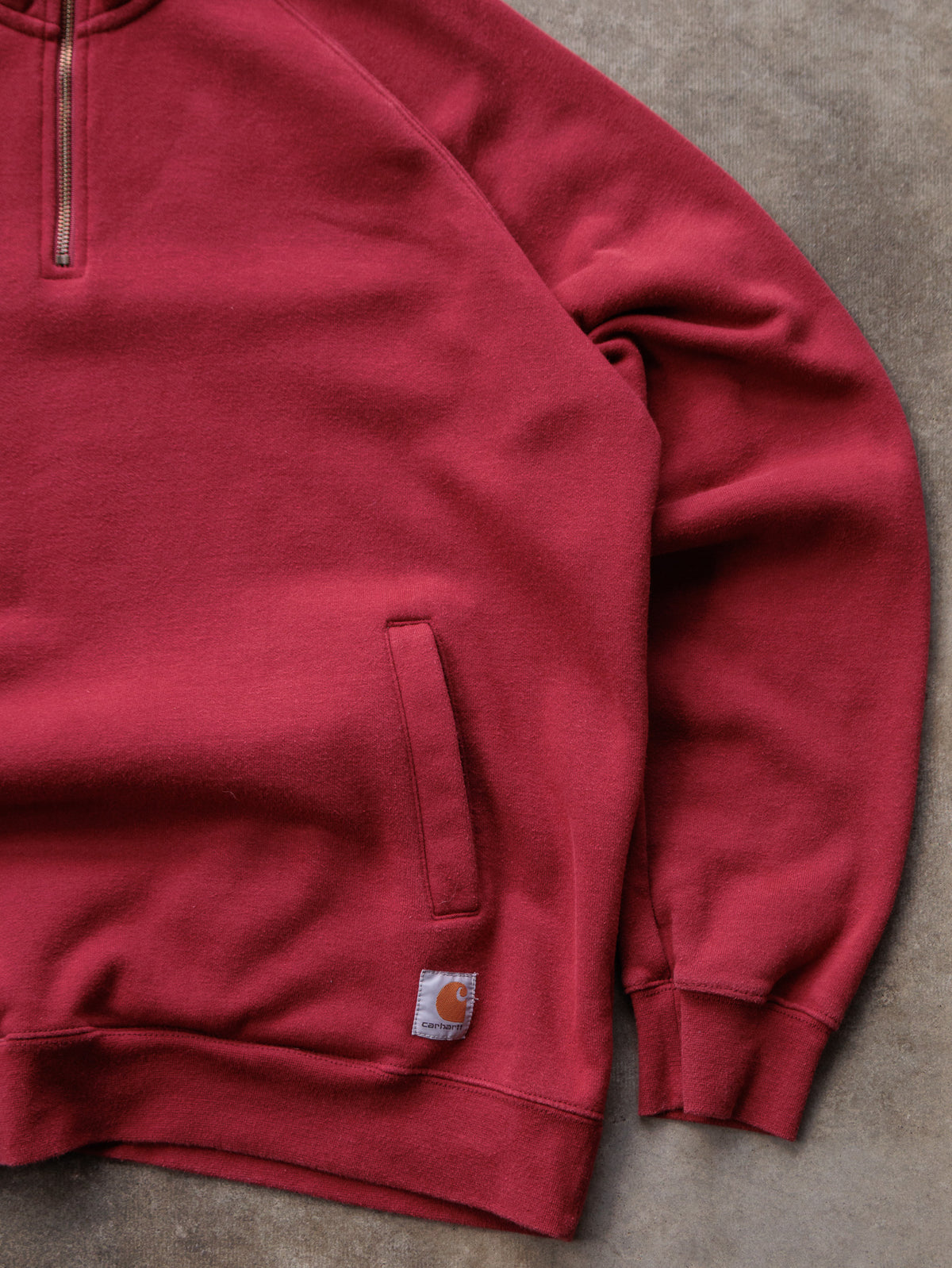 Vintage Red Carhartt Fleece Quarter Zip (XL)