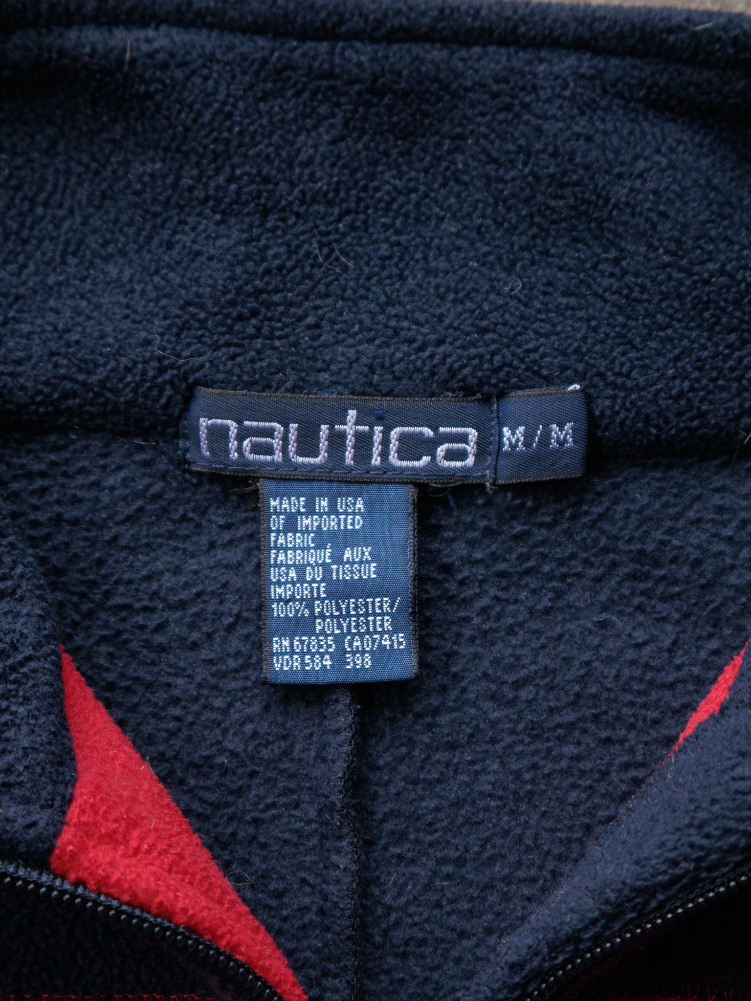 Vintage 90s Red Nautica Colourblock Fleece Quarter Zip (M)