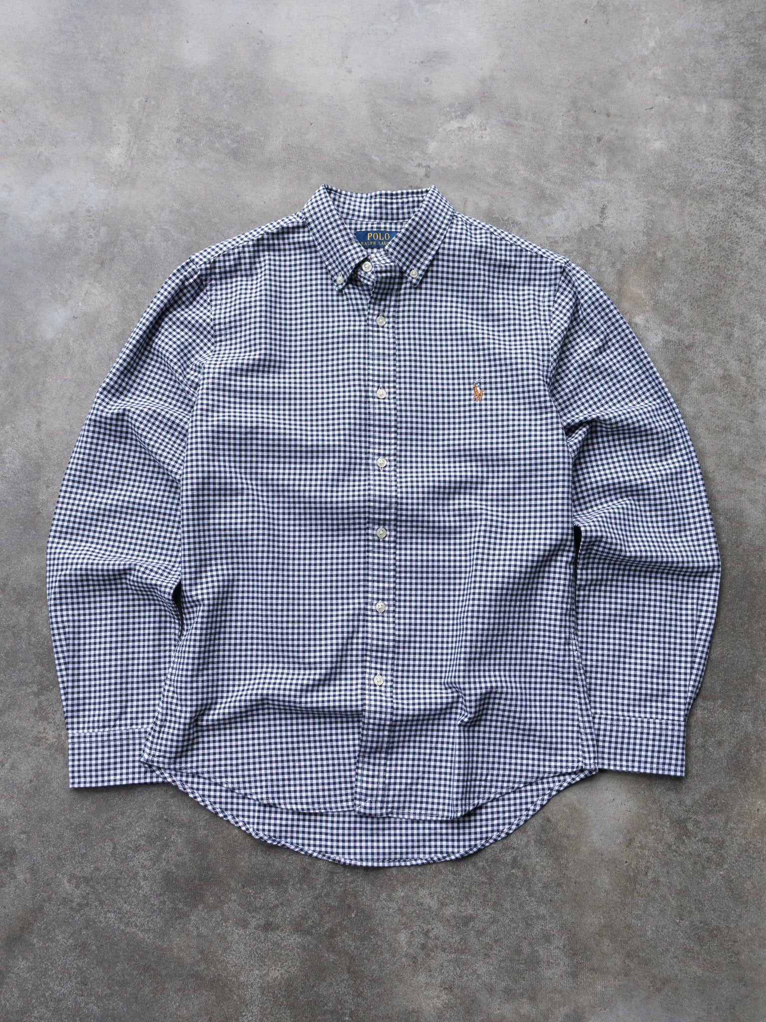Vintage Navy & White Polo Ralph Lauren Gingham Check Shirt (M)