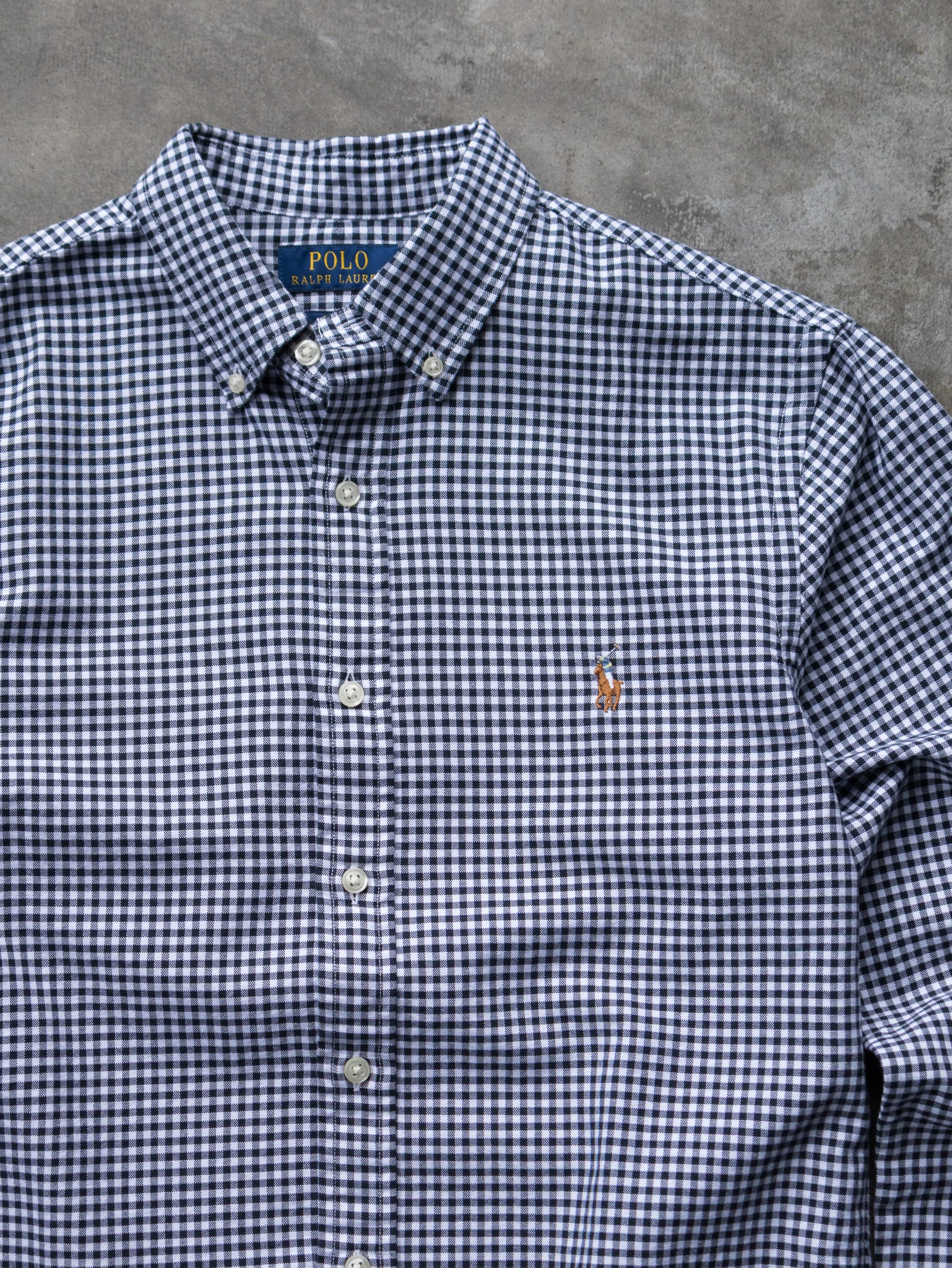 Vintage Navy & White Polo Ralph Lauren Gingham Check Shirt (M)