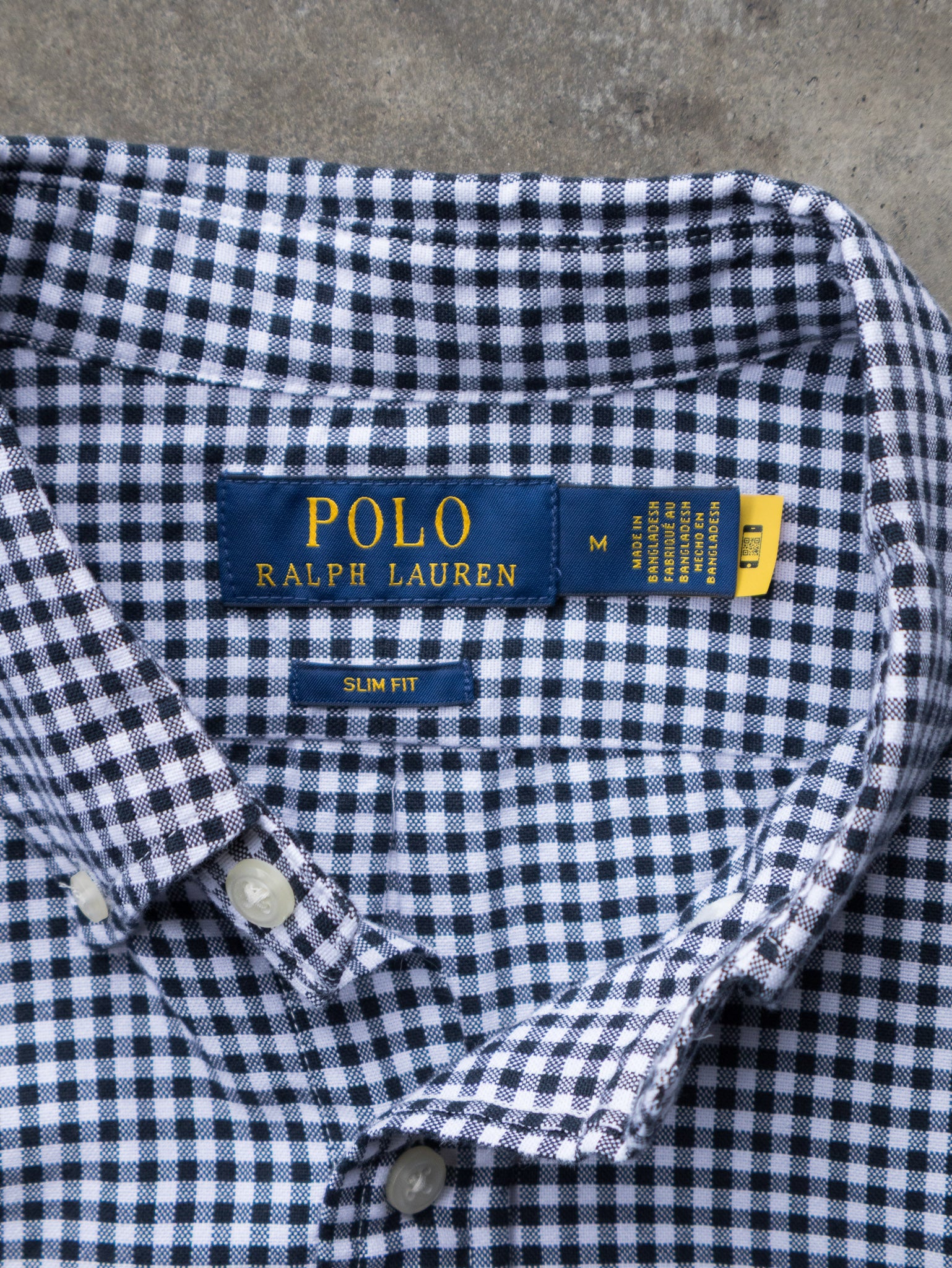 Vintage Navy & White Polo Ralph Lauren Gingham Check Shirt (M)