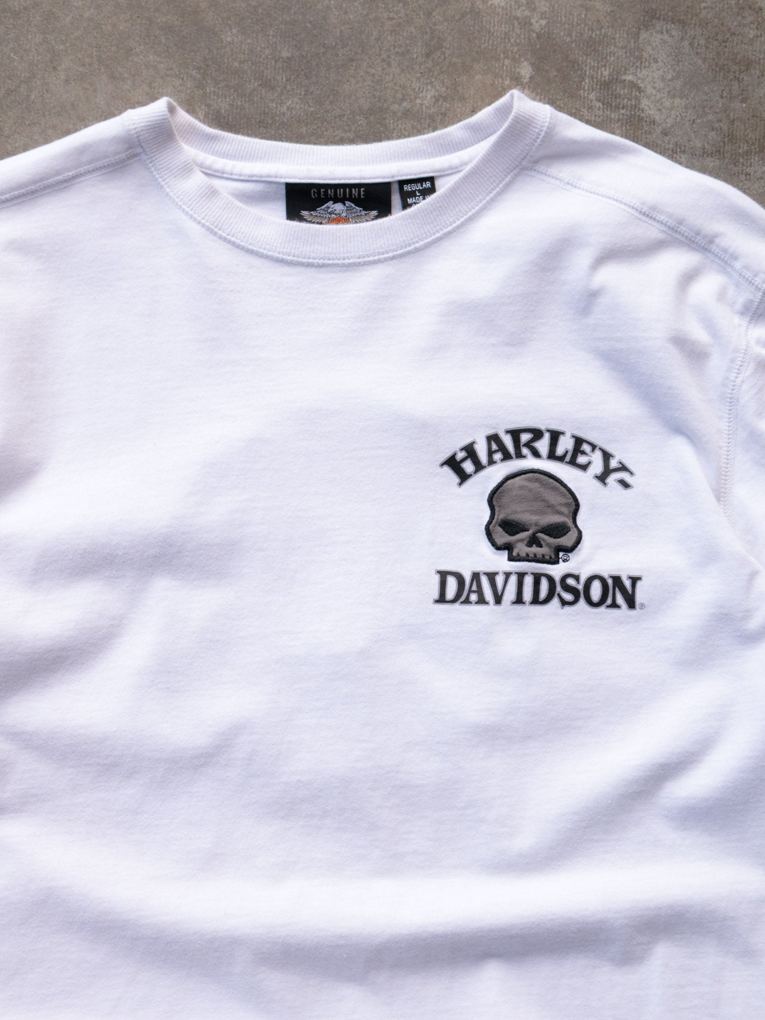 Vintage White Harley-Davidson Skull Long Sleeve Tee (L)