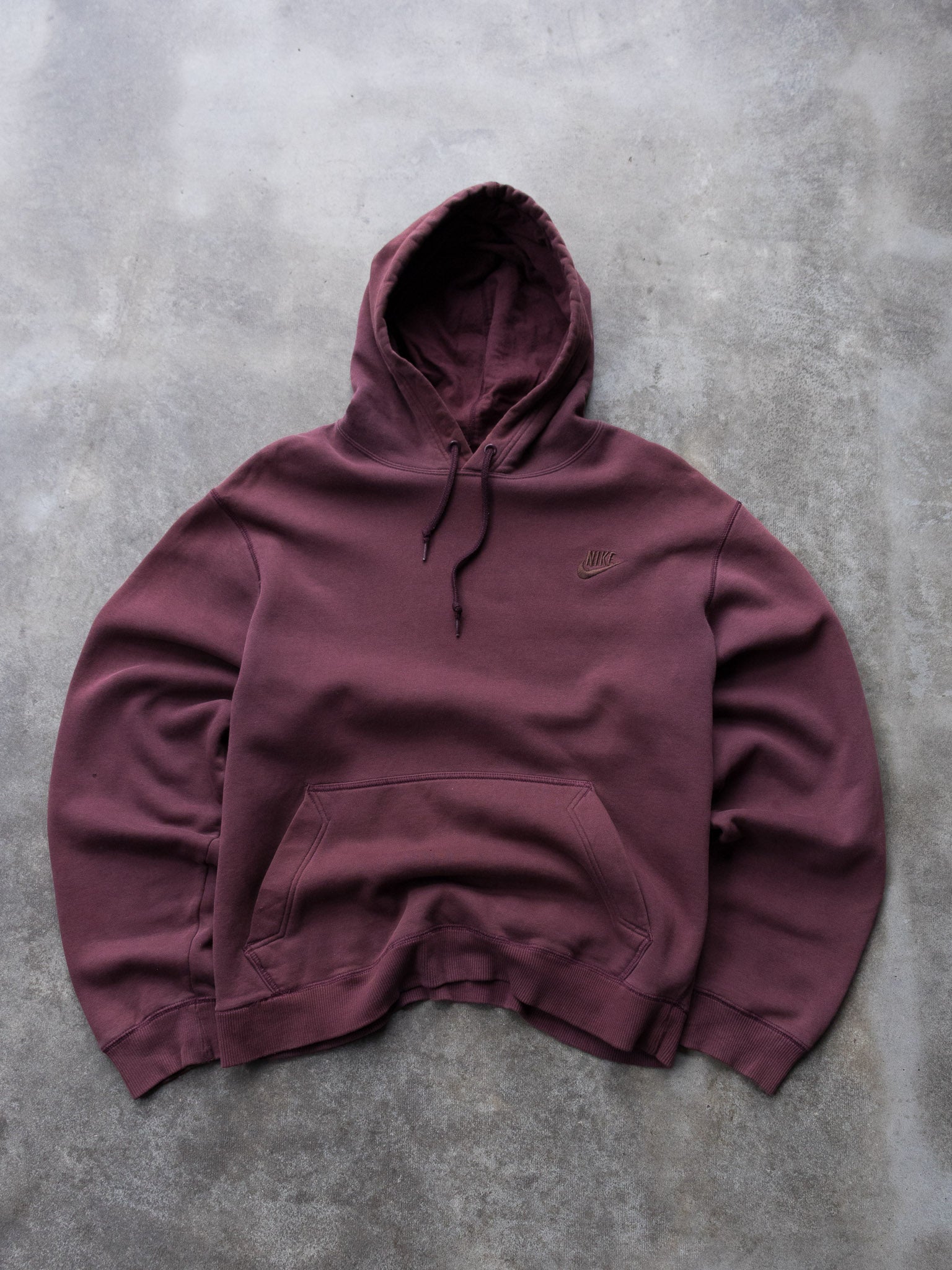 Vintage Burgundy Nike Logo Hoodie (M)