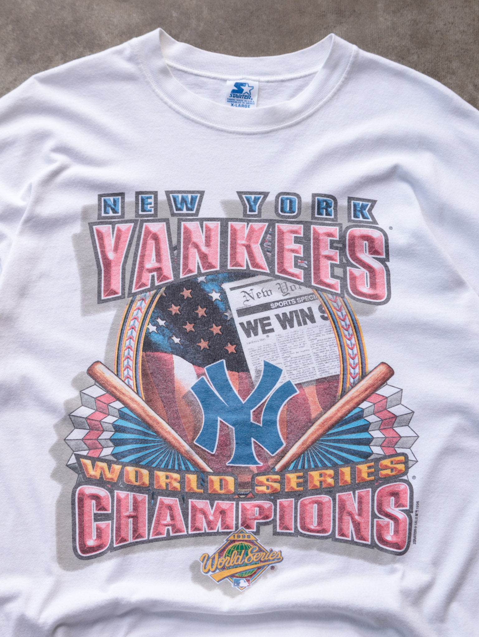 Vintage 1996 White Starter New York Yankees World Series Champions Tee (XL)