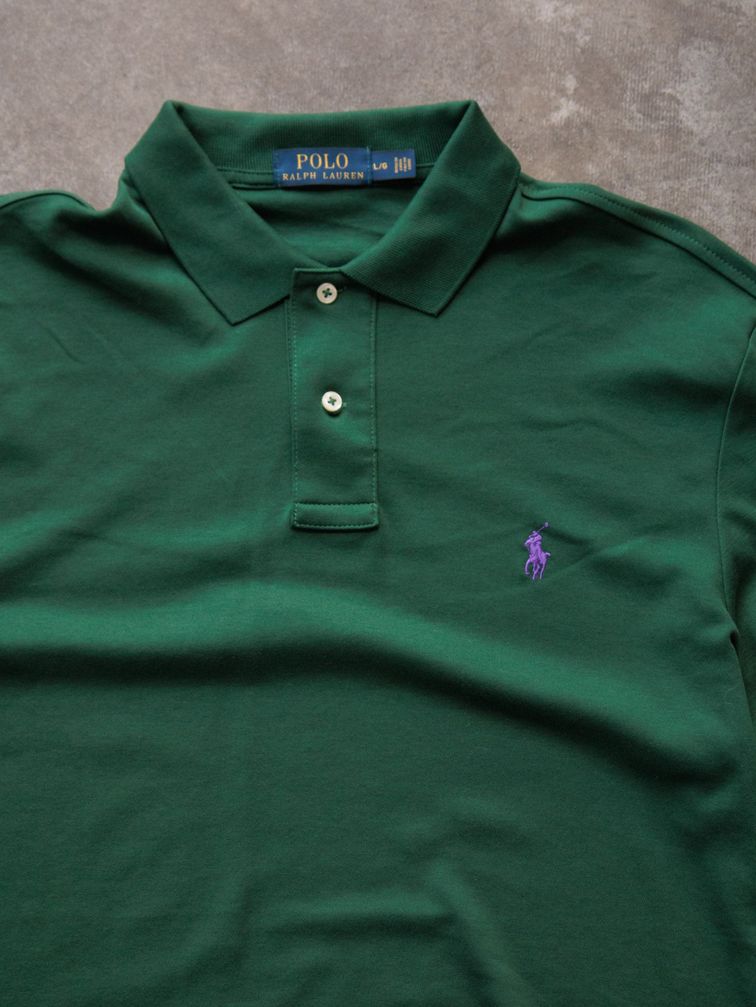 Vintage Green Polo Ralph Lauren Long Sleeve Polo Shirt (L)