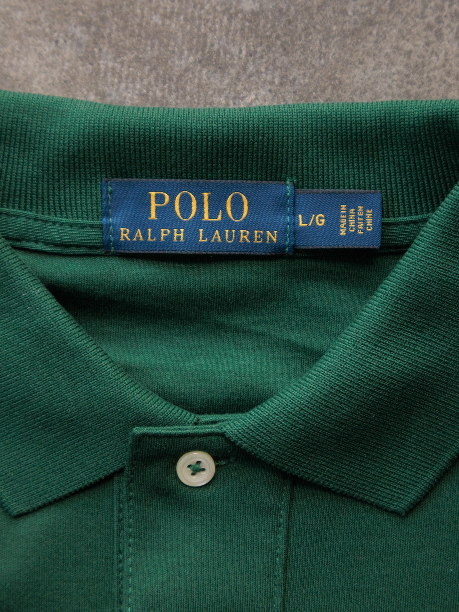 Vintage Green Polo Ralph Lauren Long Sleeve Polo Shirt (L)