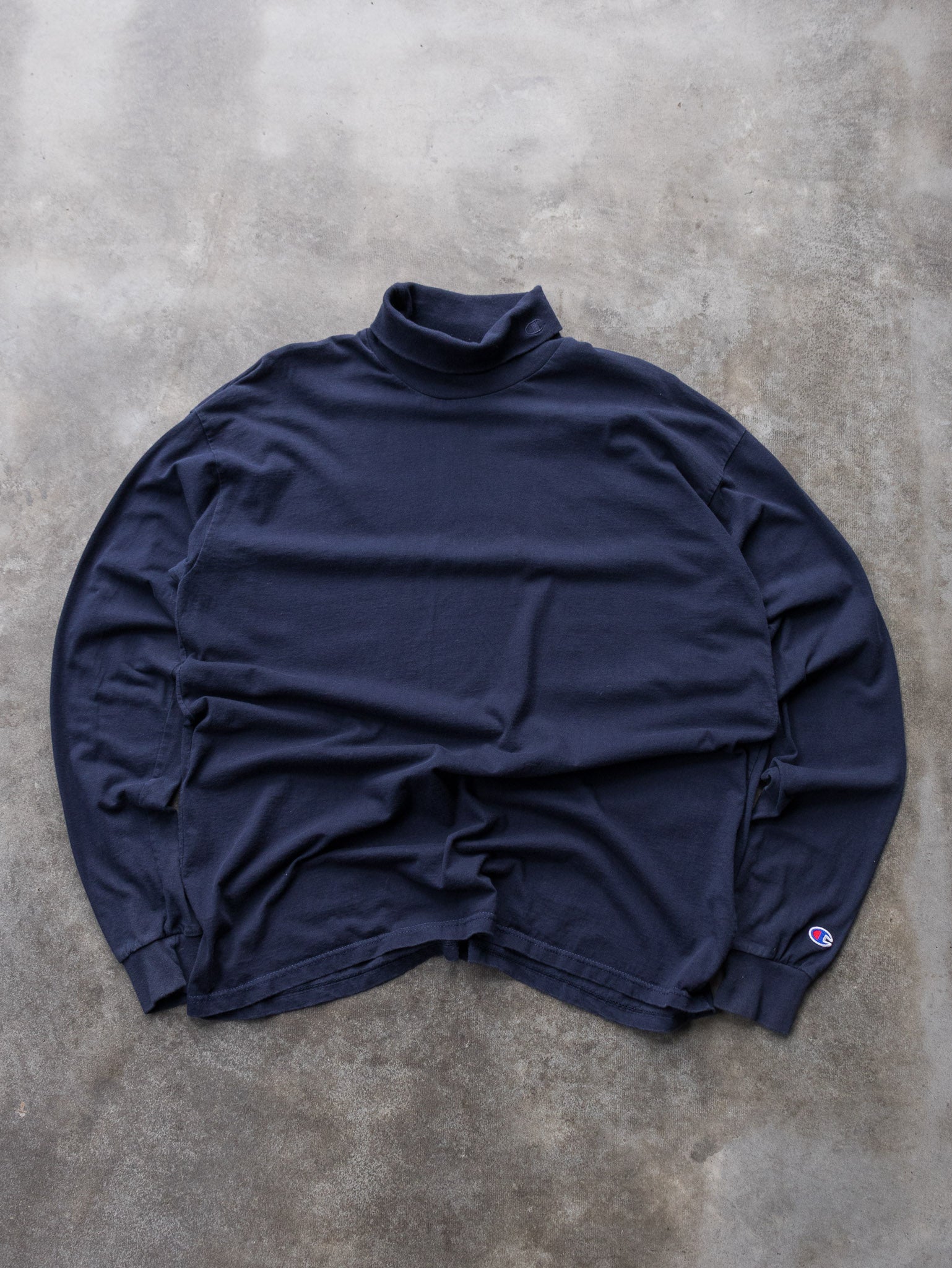 Vintage 90s Navy Champion Turtle Neck Long Sleeve (XL)