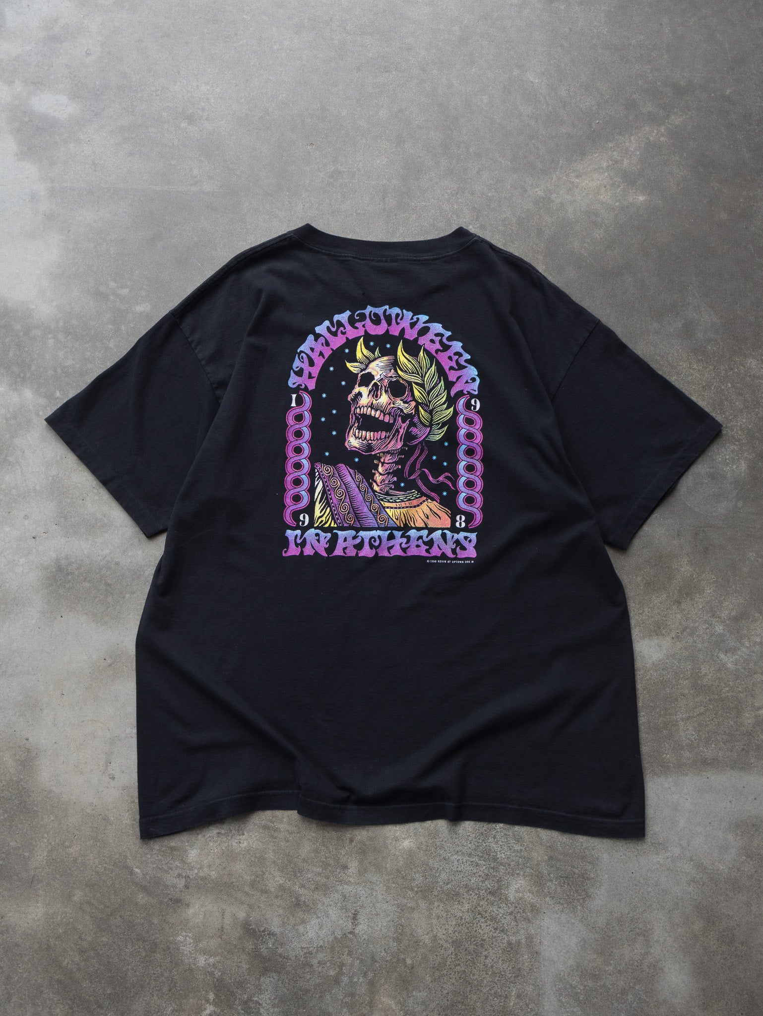 Vintage 1998 Halloween in Athens Skull Tee (2XL)