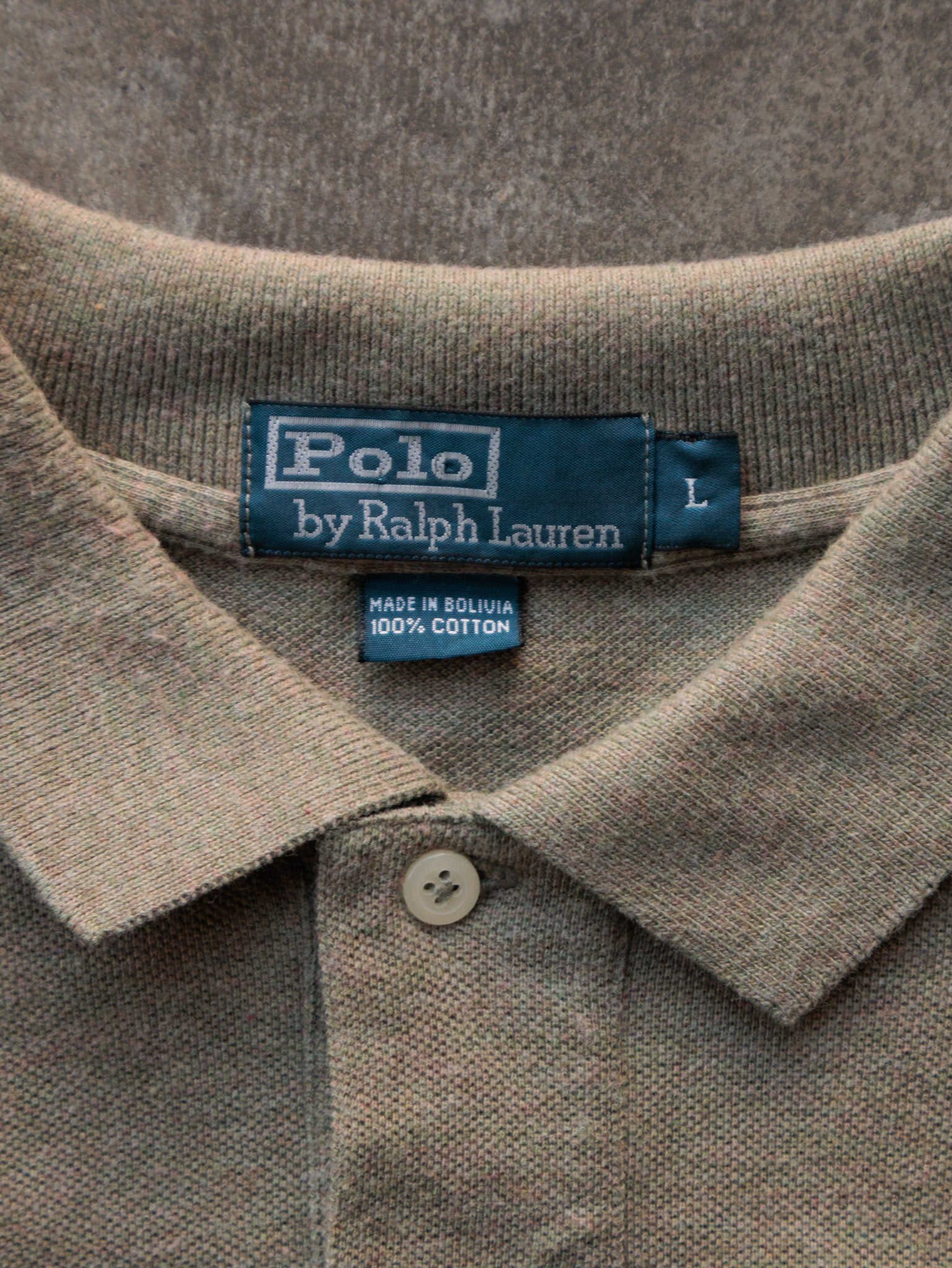 Vintage 00s Beige Polo Ralph Lauren Long Sleeve Polo Shirt (L)