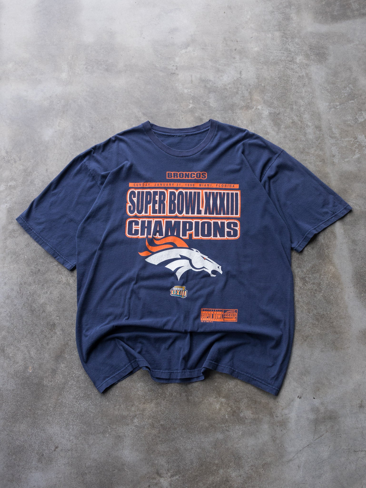 Vintage 1999 Navy Denver Broncos Super Bowl Tee (2XL)