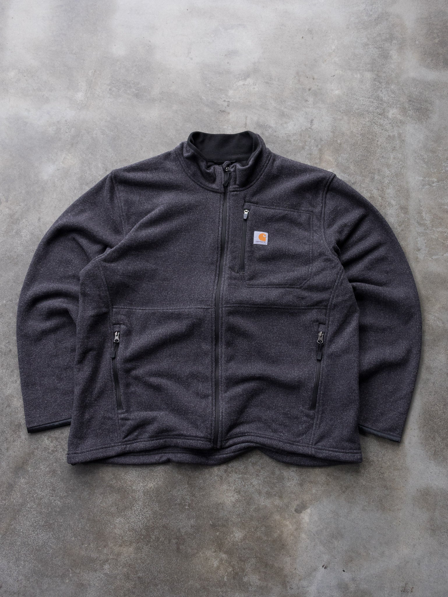 Vintage Charcoal Carhartt Zip Fleece Jacket (XL)