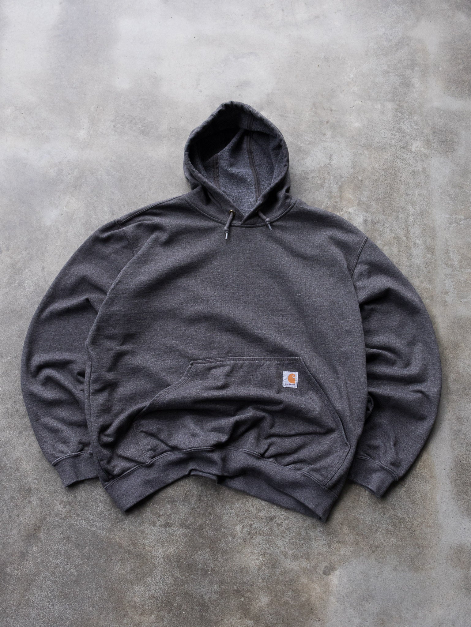 Vintage Charcoal Carhartt Sleeve Spell Out Hoodie (L)