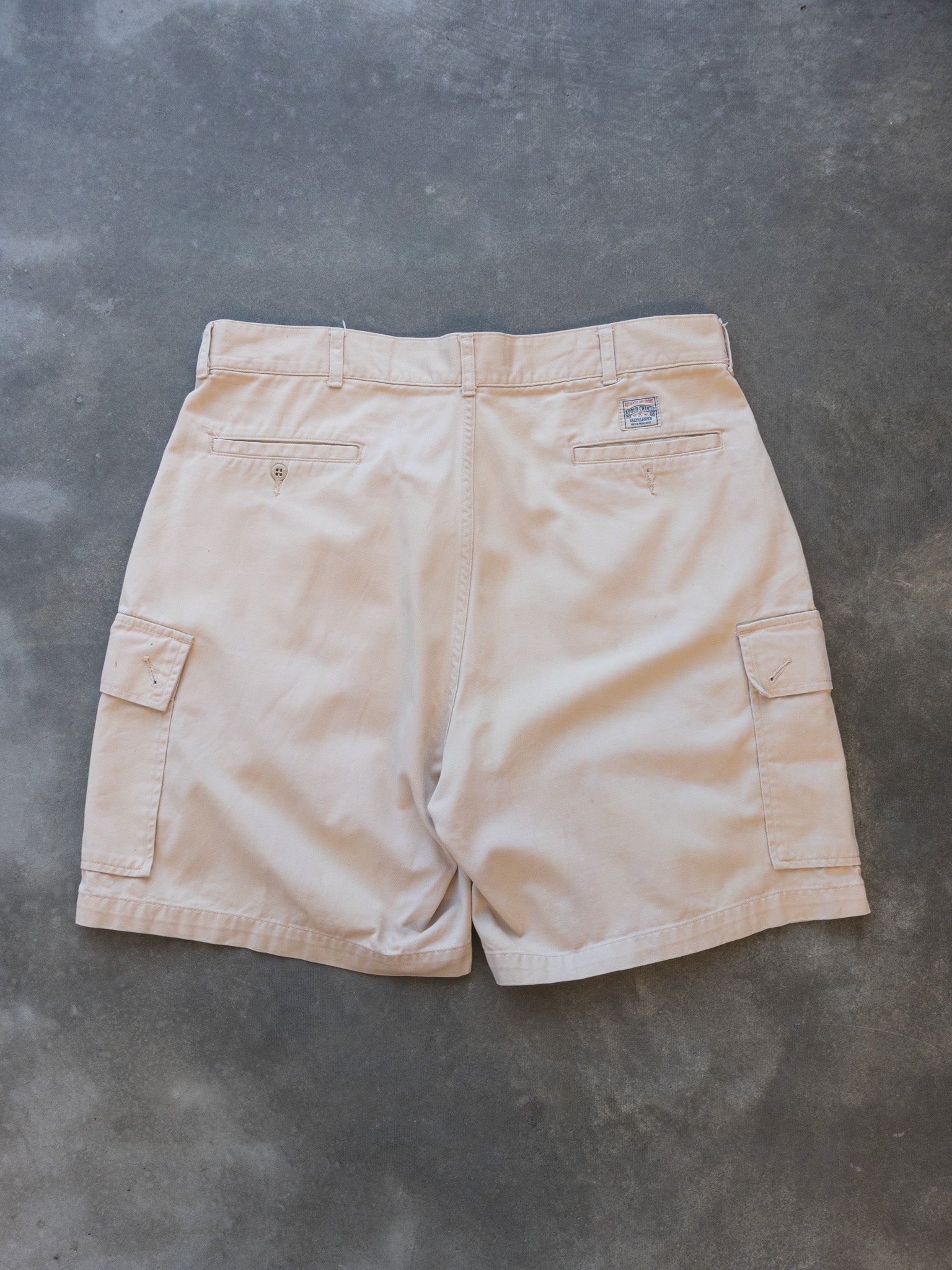Vintage Beige Polo Ralph Lauren Cargo Shorts (W36)