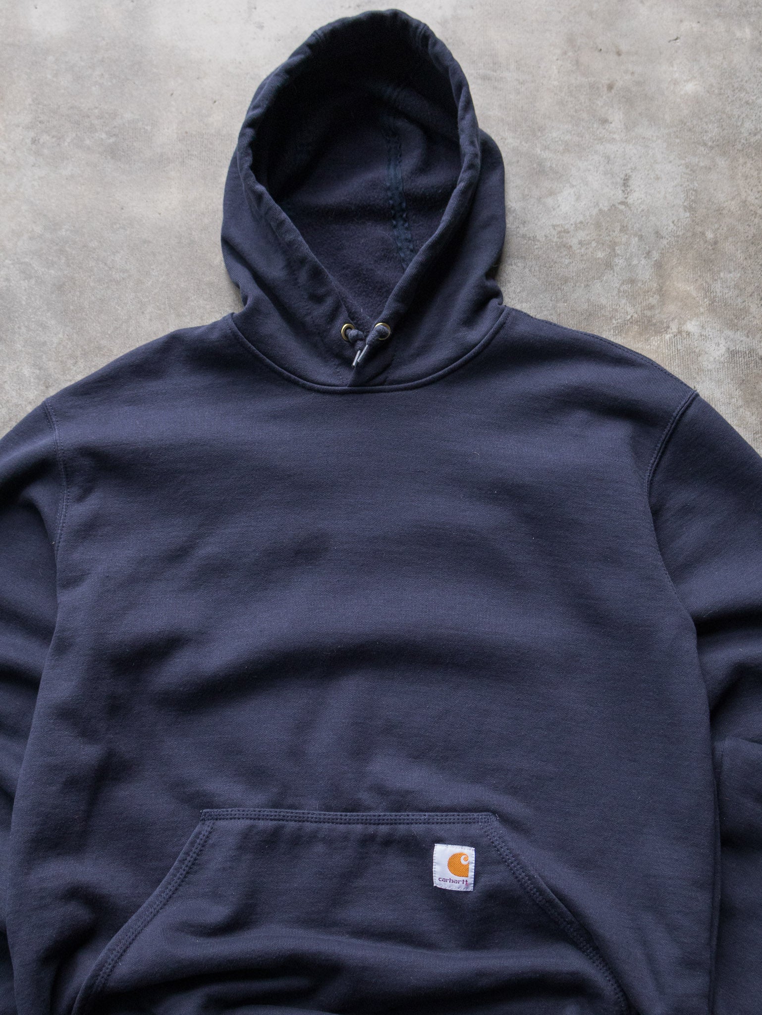 Vintage Navy Carhartt Sleeve Spell Out Hoodie (M)