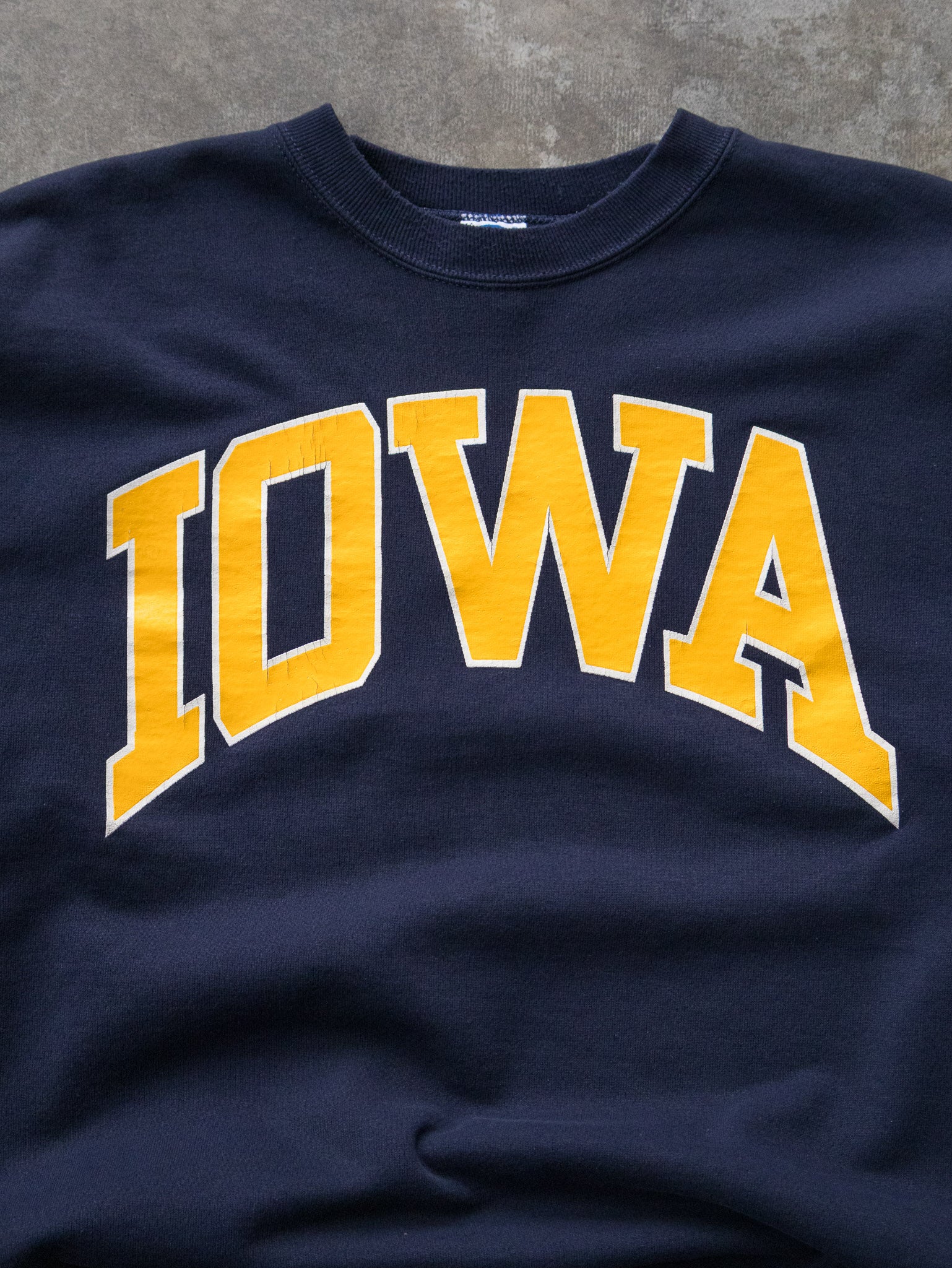 Vintage 90s Navy Champion Iowa Spell Out Sweatshirt (2XL)