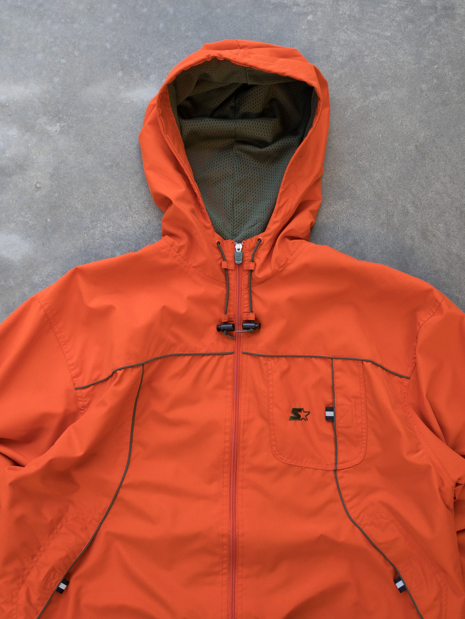 Vintage Starter Orange Hooded Windbreaker (L)