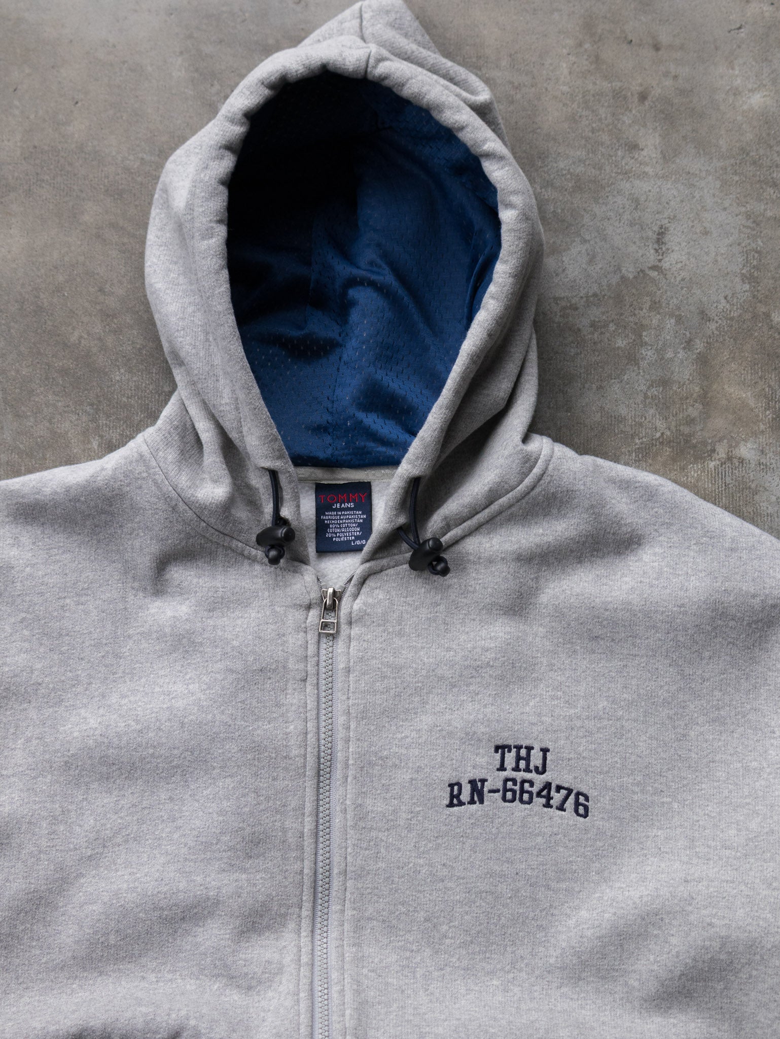 Vintage 00s Grey Tommy Jeans Zip Hoodie (L)
