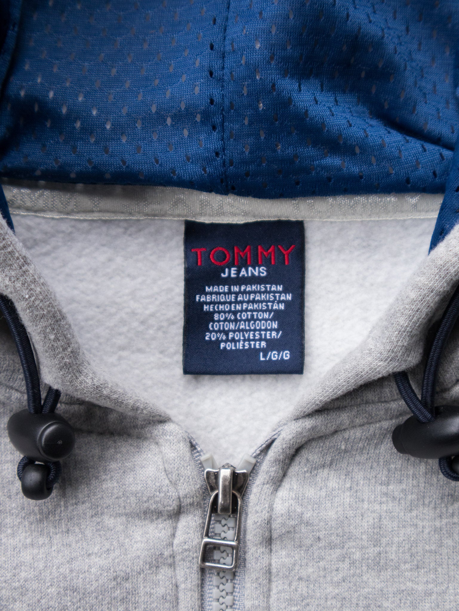 Vintage 00s Grey Tommy Jeans Zip Hoodie (L)