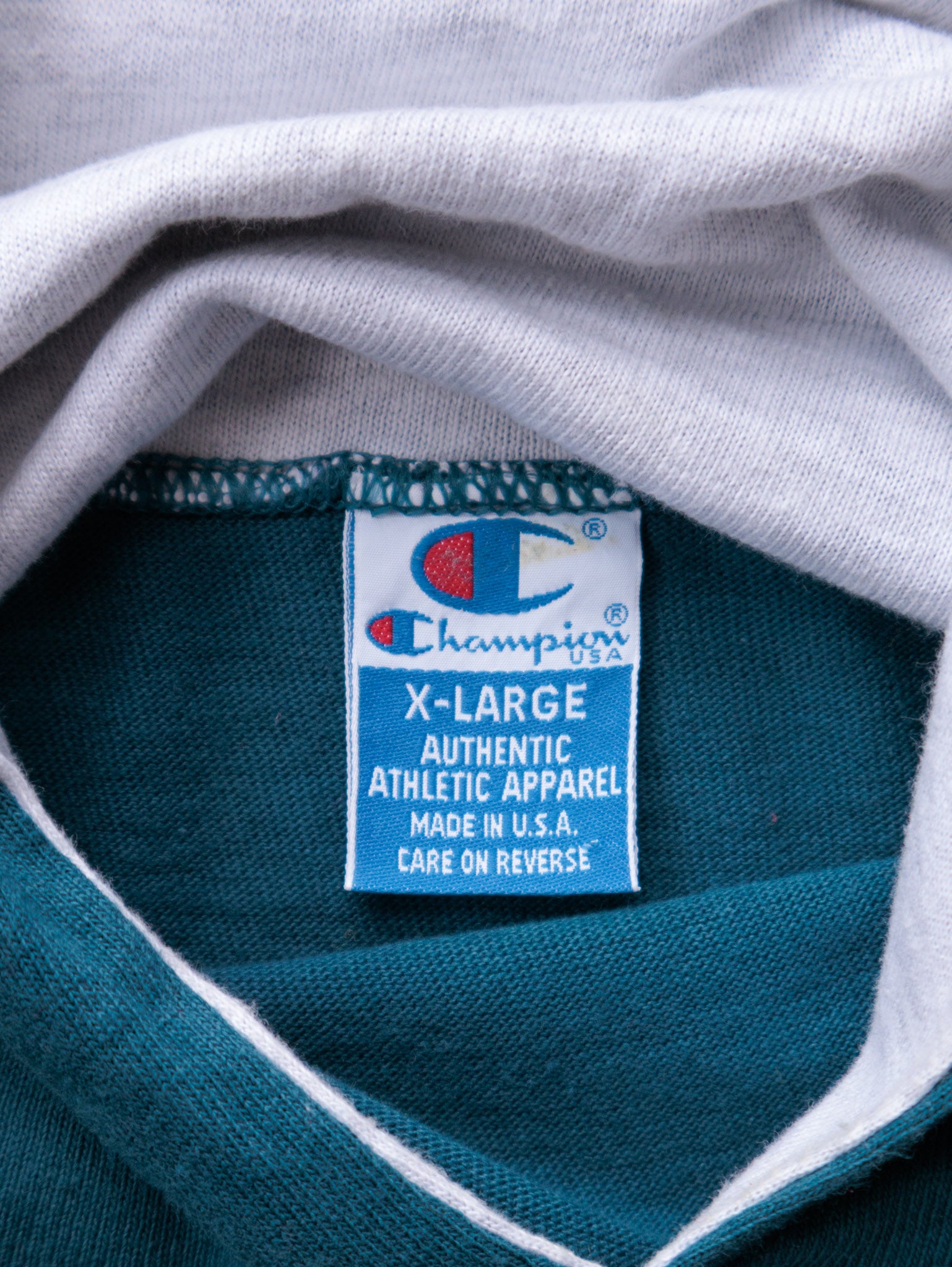 Vintage 90s Green Champion Colourblock Hoodie (XL)