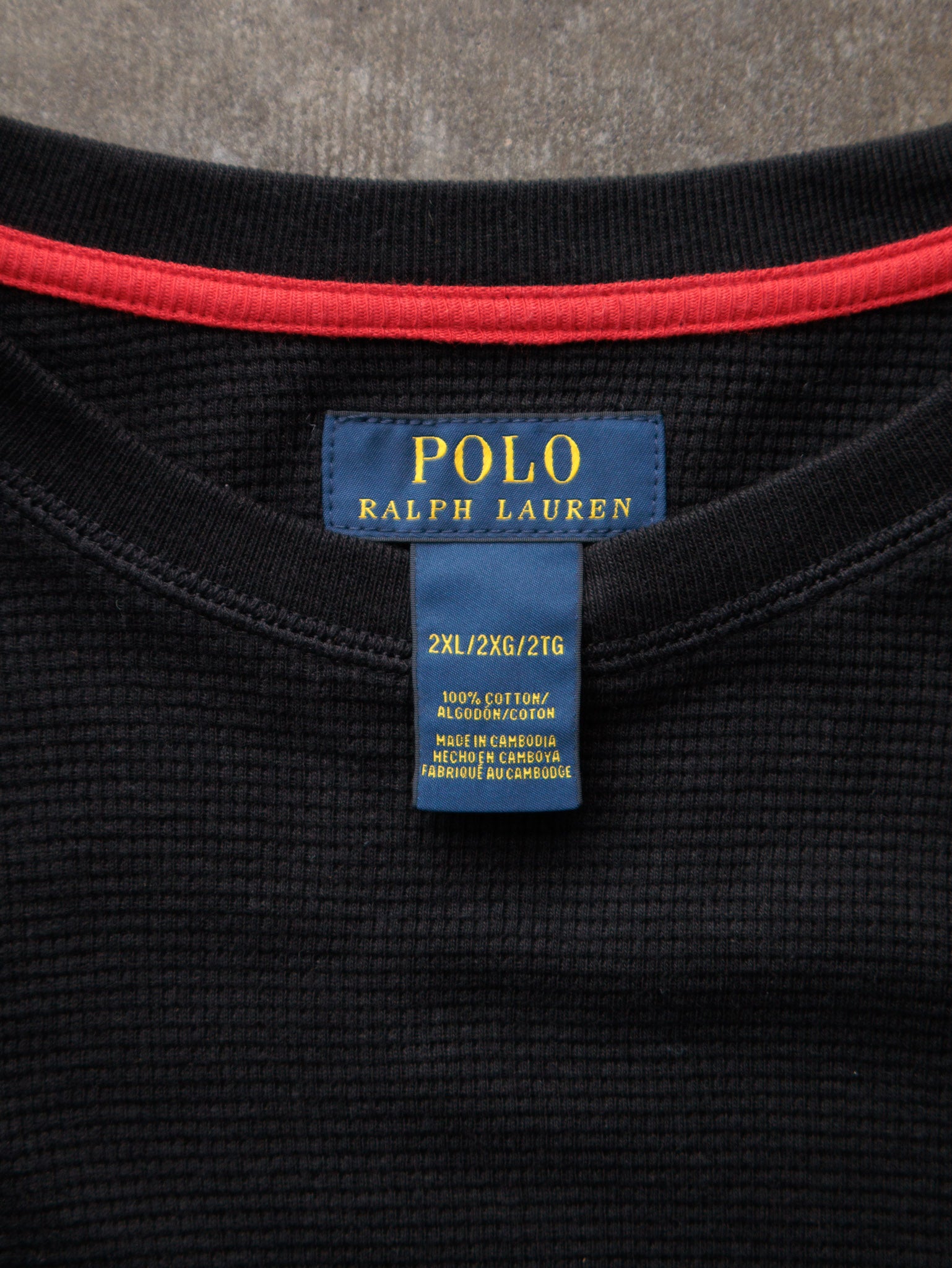 Vintage Black Polo Ralph Lauren Long Sleeve Tee (2XL)
