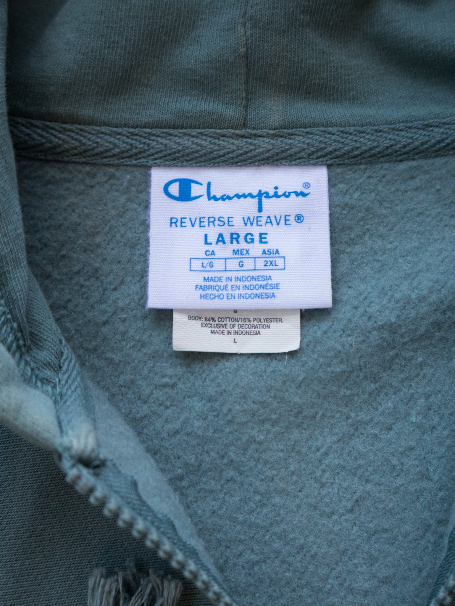 Vintage Green Champion Reverse Weave Hoodie (L)