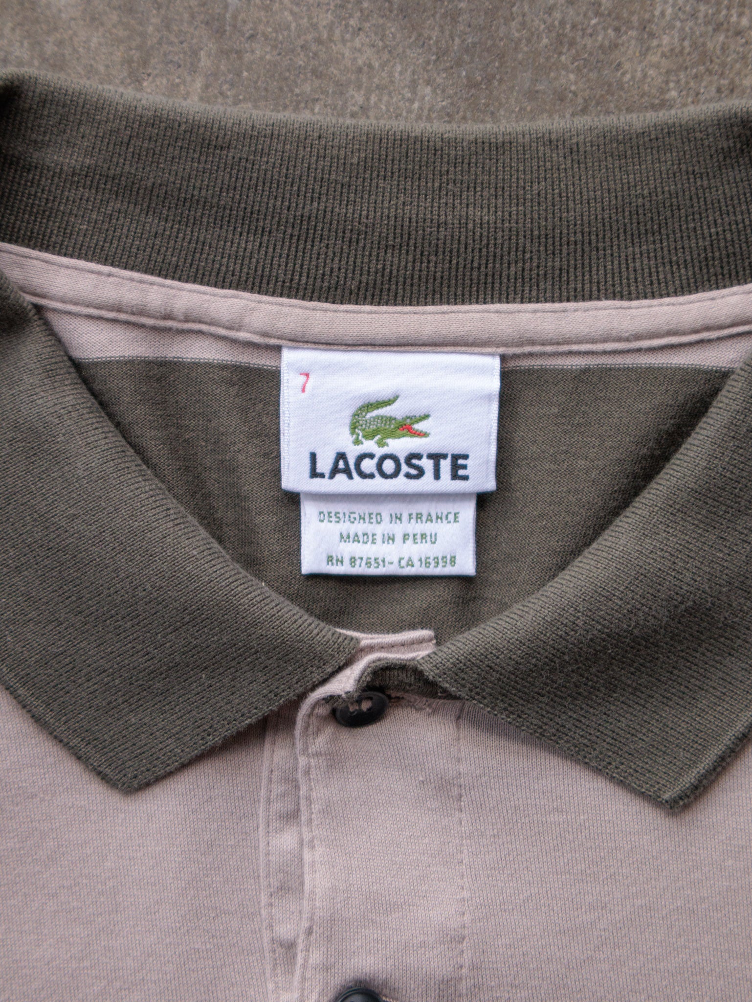 Vintage Green Striped Lacoste Long Sleeve Polo Shirt (2XL)
