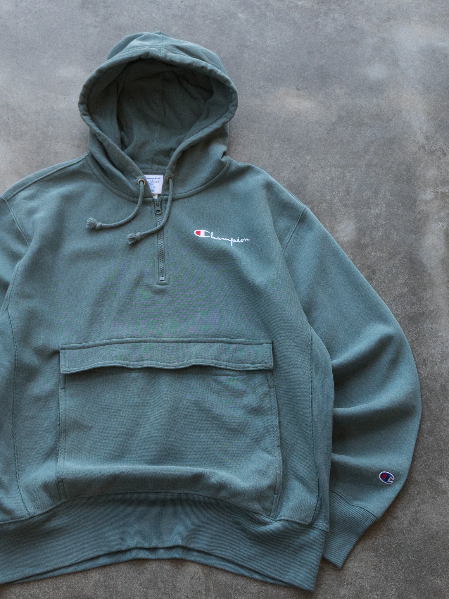 Vintage Green Champion Reverse Weave Hoodie (L)