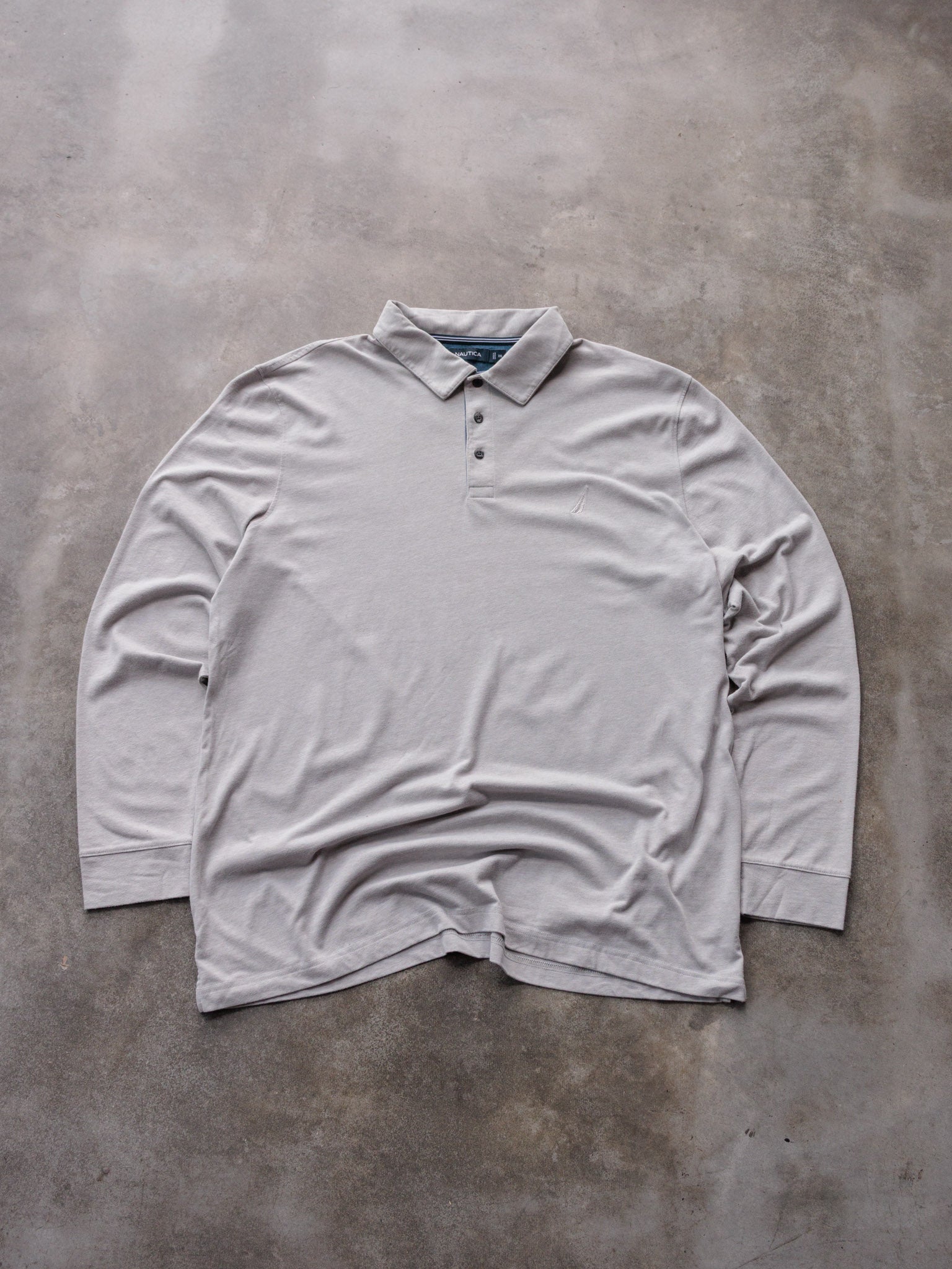 Vintage Grey Nautica Long Sleeve Polo Shirt (2XL)