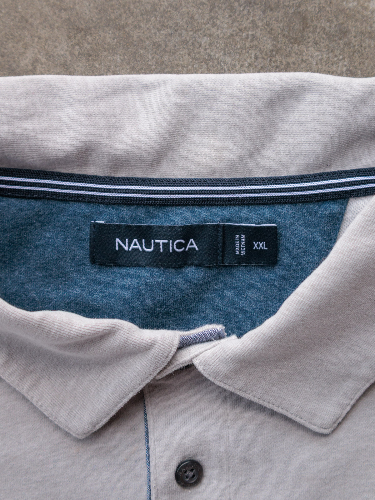 Vintage Grey Nautica Long Sleeve Polo Shirt (2XL)