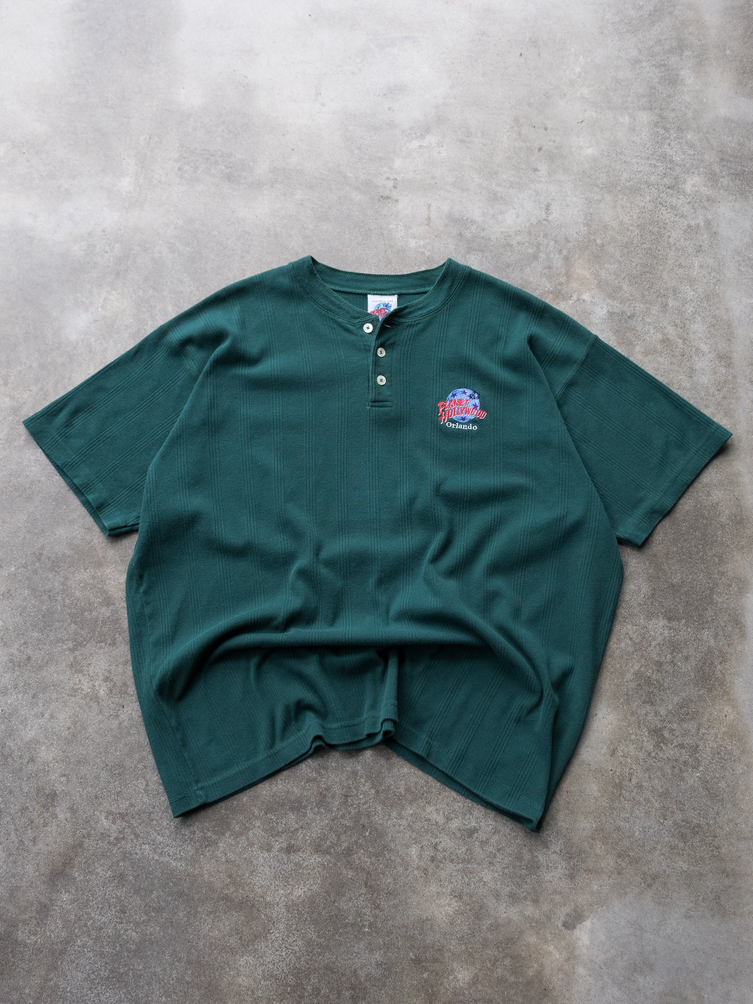 Vintage 90s Green Planet Hollywood Orlando Henley Tee (XL)