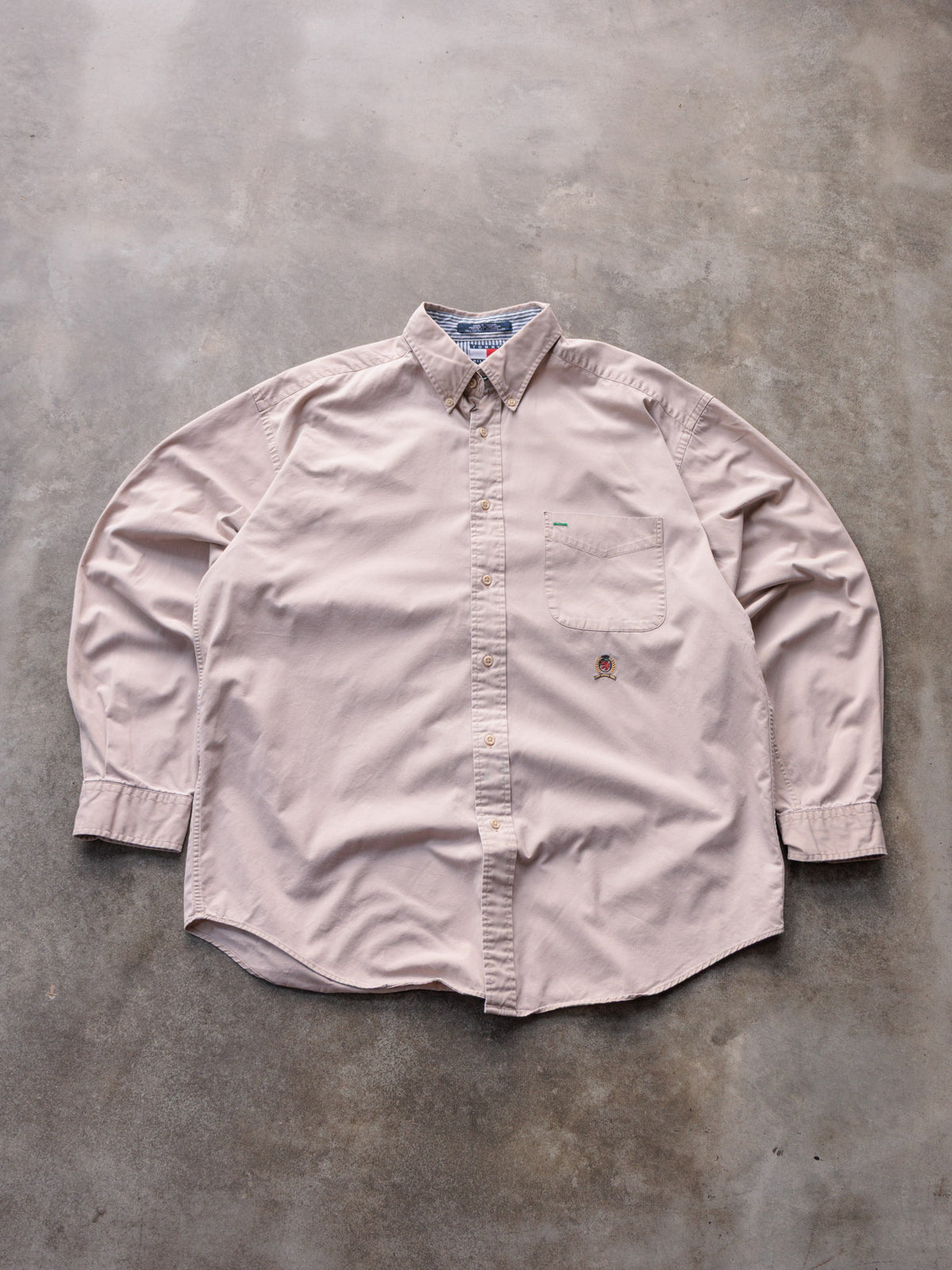 Vintage 00s Beige Tommy Hilfiger Shirt (L)