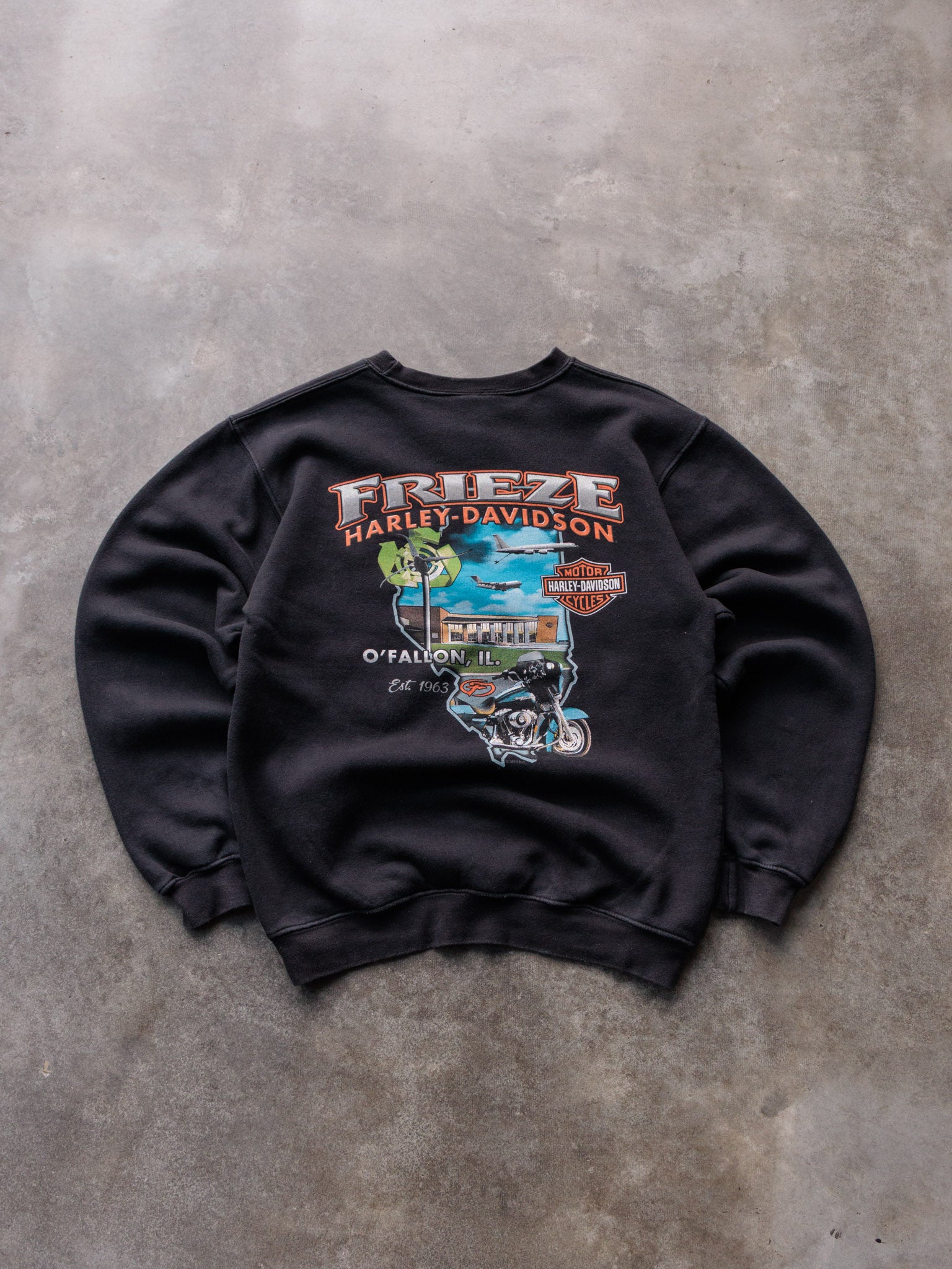Vintage Black Harley-Davidson O'Fallon Illinois Sweatshirt (S)