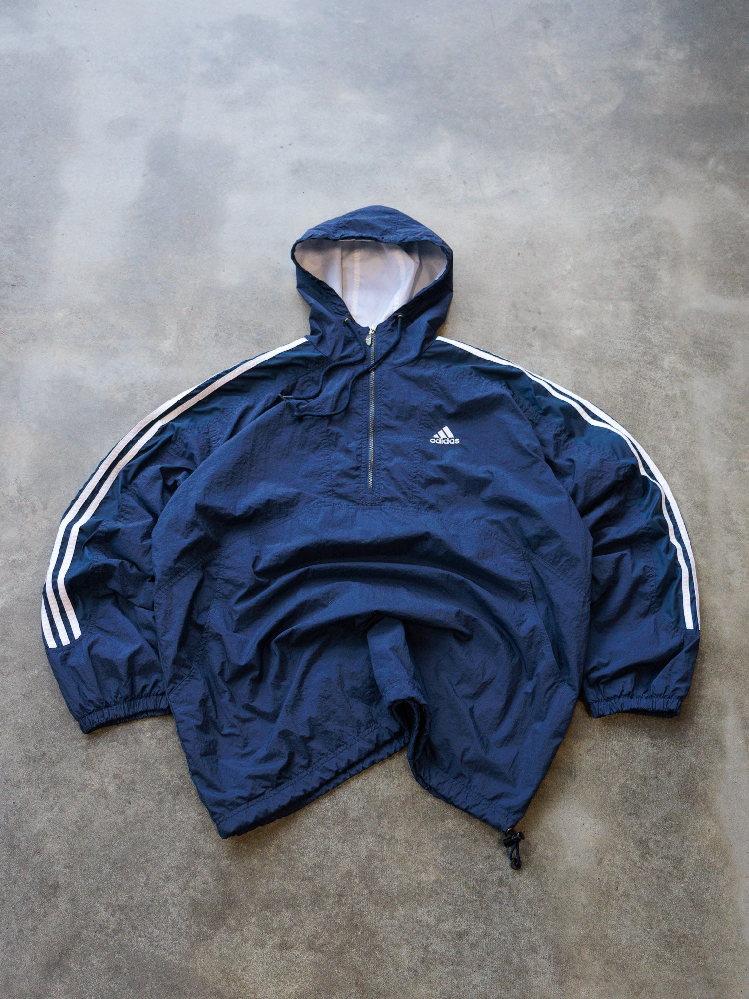 Vintage 90s Navy Adidas Quarter Zip Windbreaker (XL)