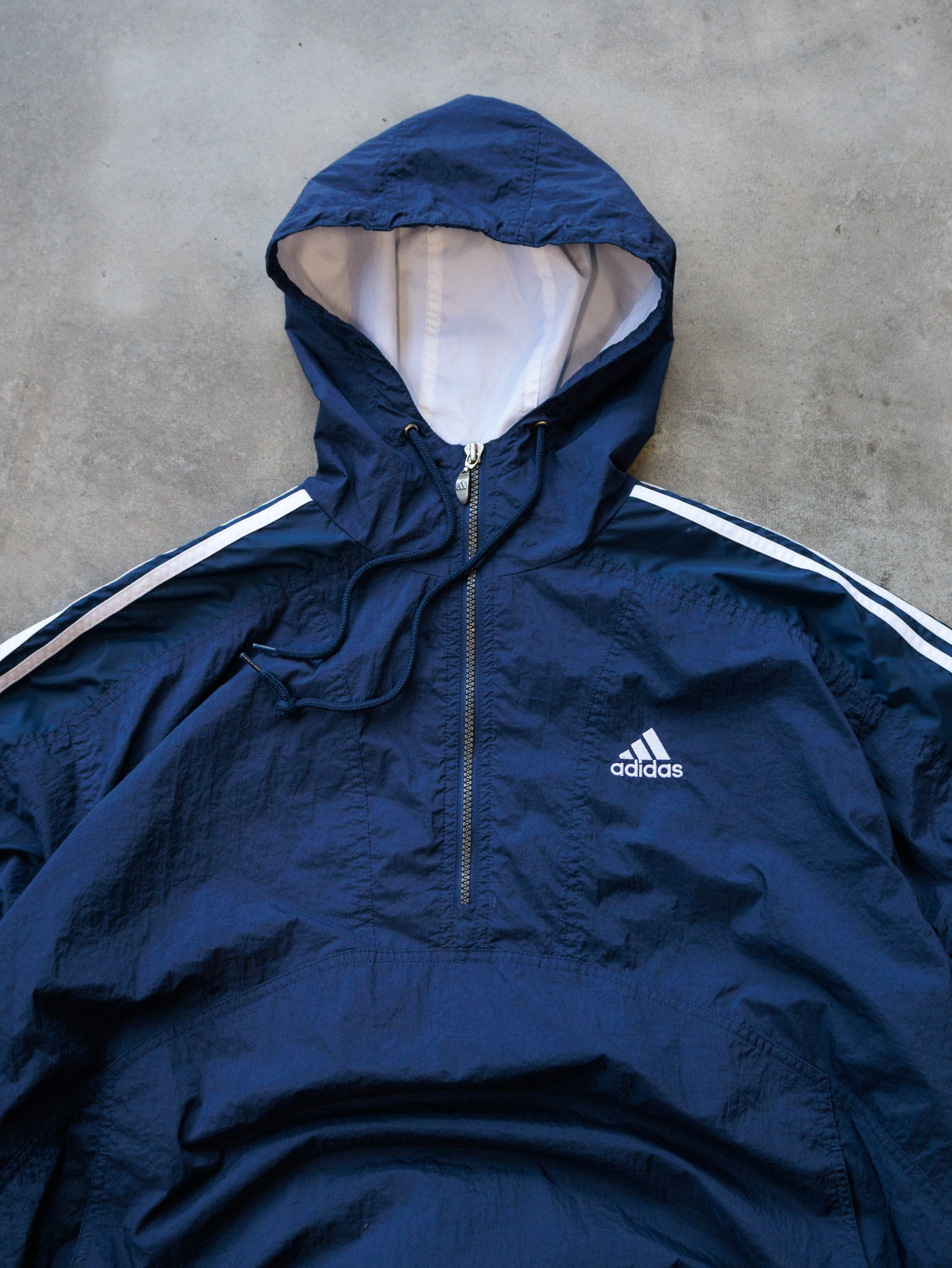 Vintage 90s Navy Adidas Quarter Zip Windbreaker (XL)