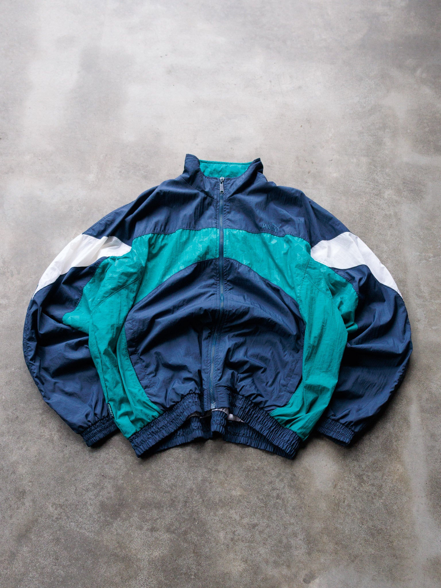 Vintage 90s Navy & Teal Puma Windbreaker (XL)