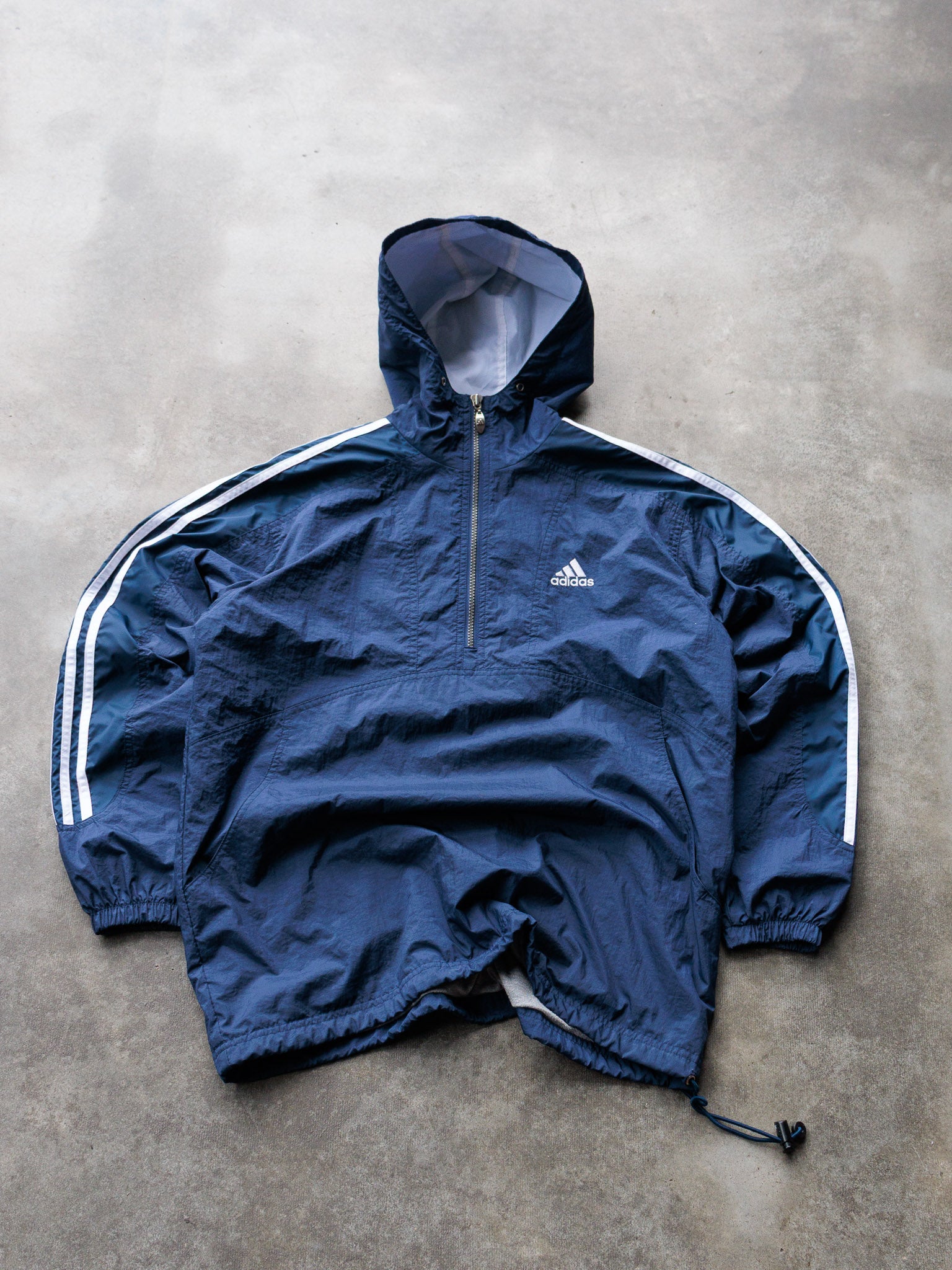Vintage 90s Navy Adidas Quarter Zip Windbreaker (S)