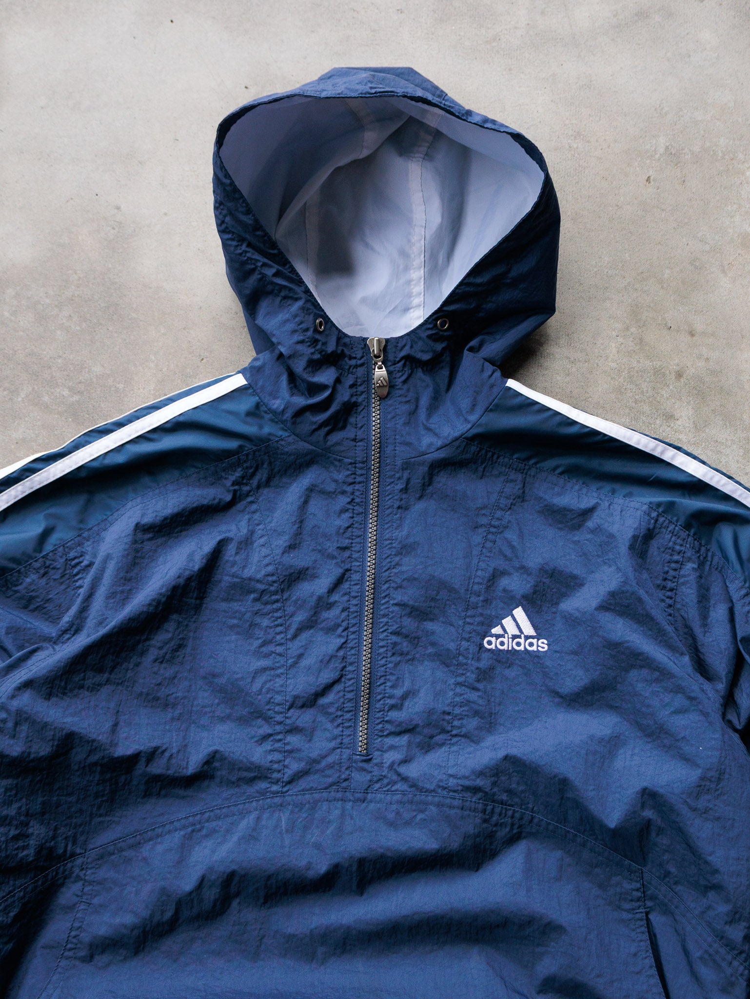 Vintage 90s Navy Adidas Quarter Zip Windbreaker (S)